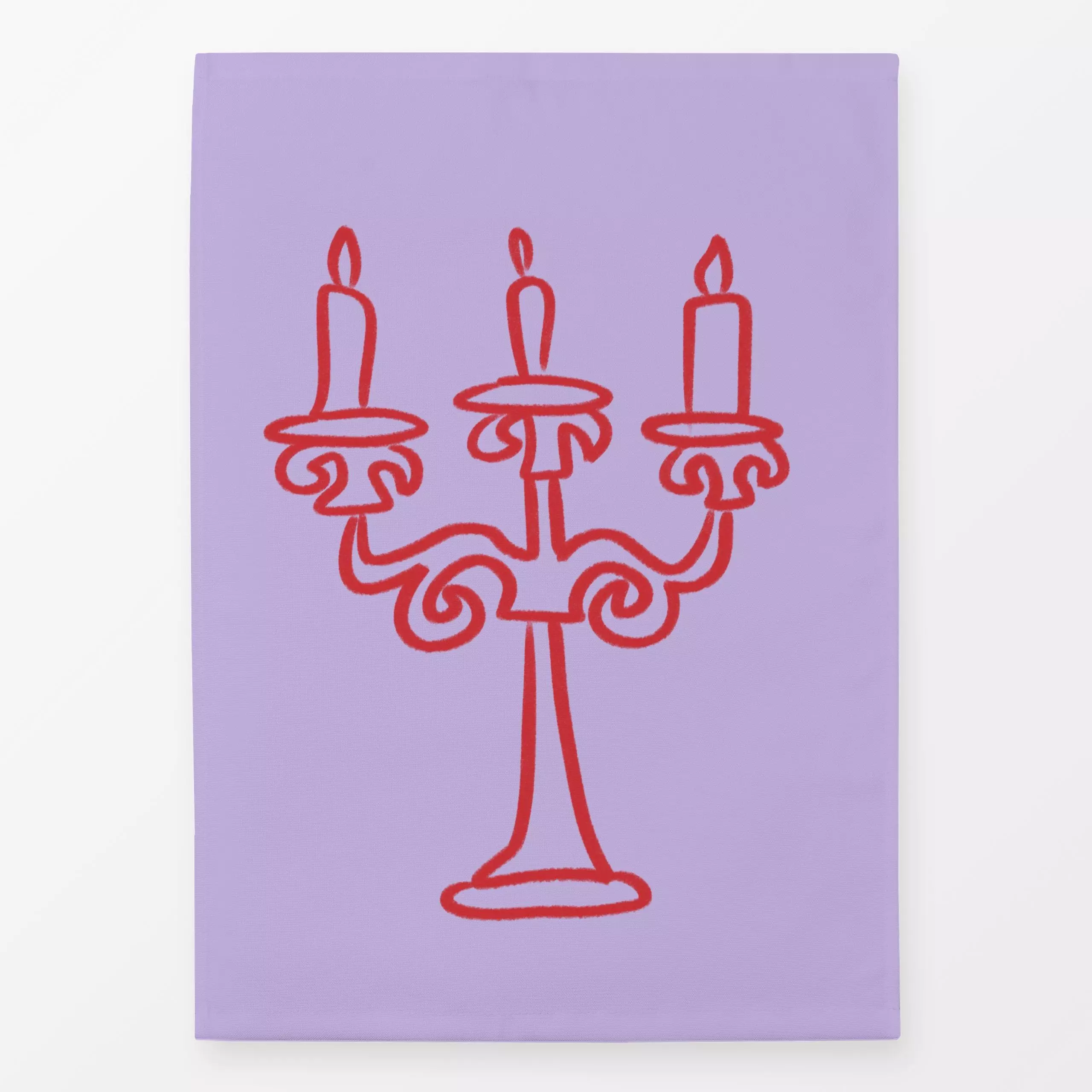 Geschirrtücher Kerzenhalter Lila Rot - Weihnachten, Anlässe - von „textilwerk"; Illustration, skandinavisch, Weihnachten, We...