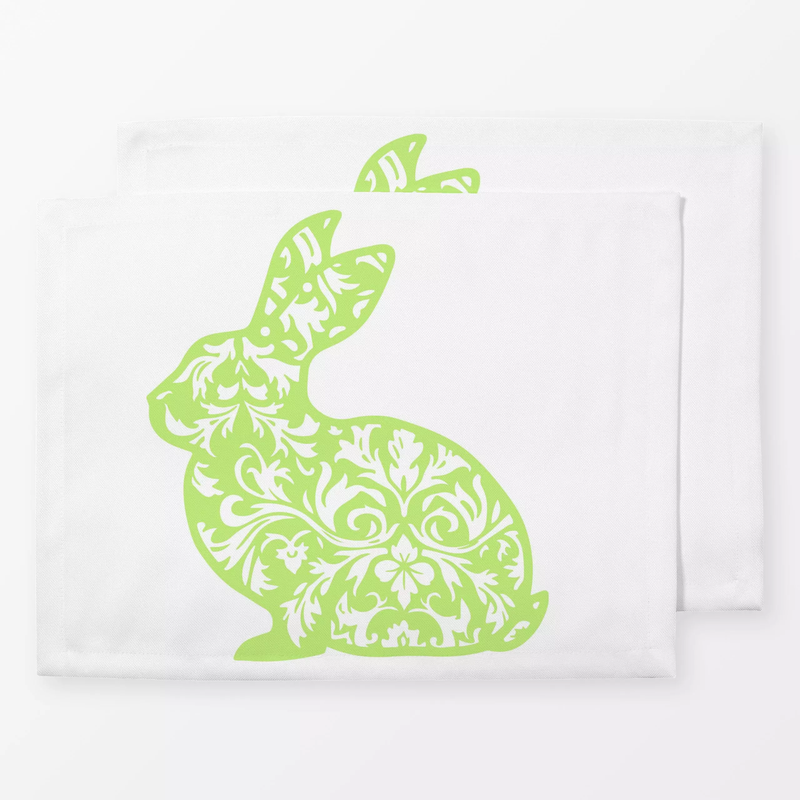 Tischset Damask Bunny Green, Tiere, Frühling, von Andrea Haase