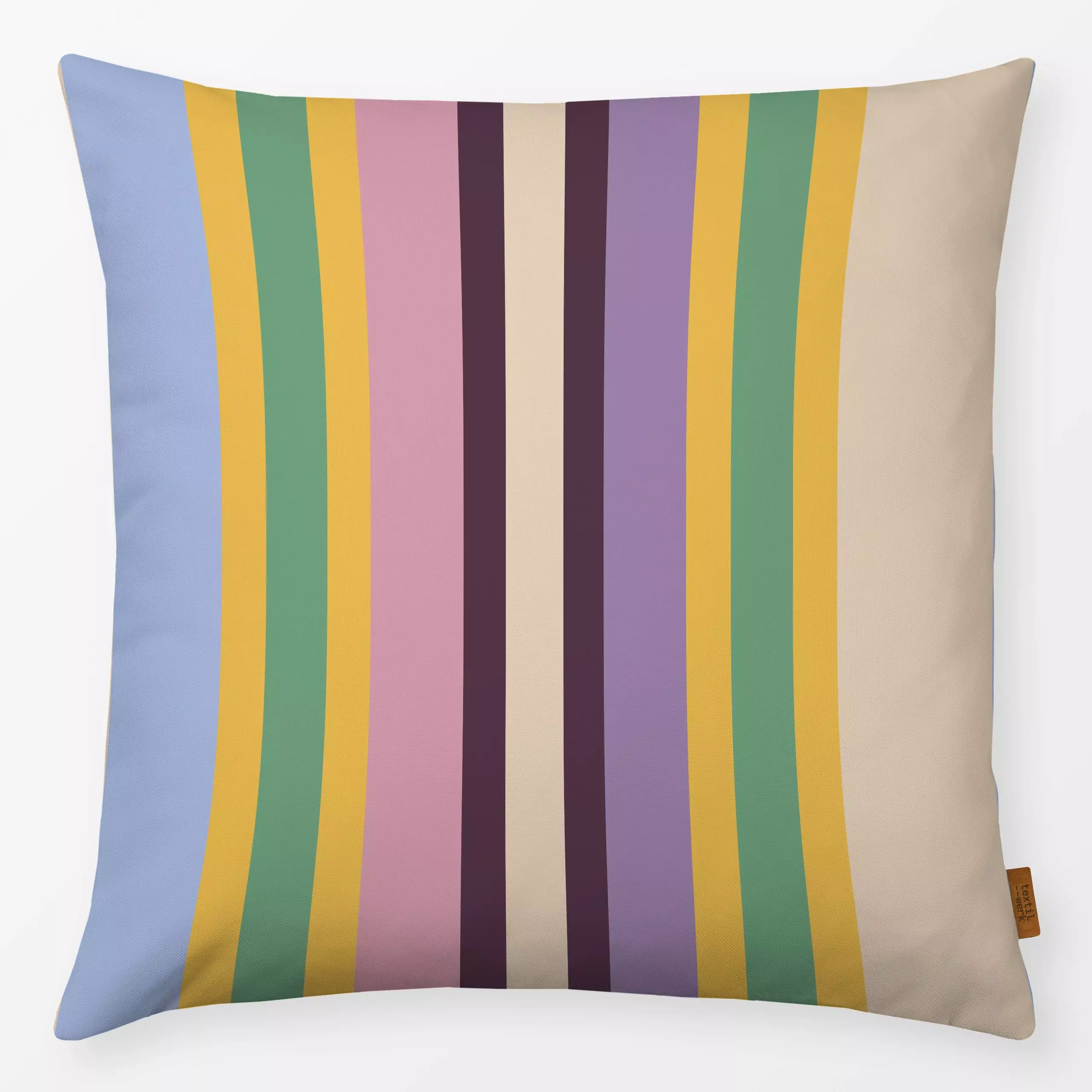 Kissen Sommergefühl Streifen - Sommer, Symbole & Muster - von „Alisa Knöß"; Streifen, rosa, beige, bunt, gelb, lila, hellbla...