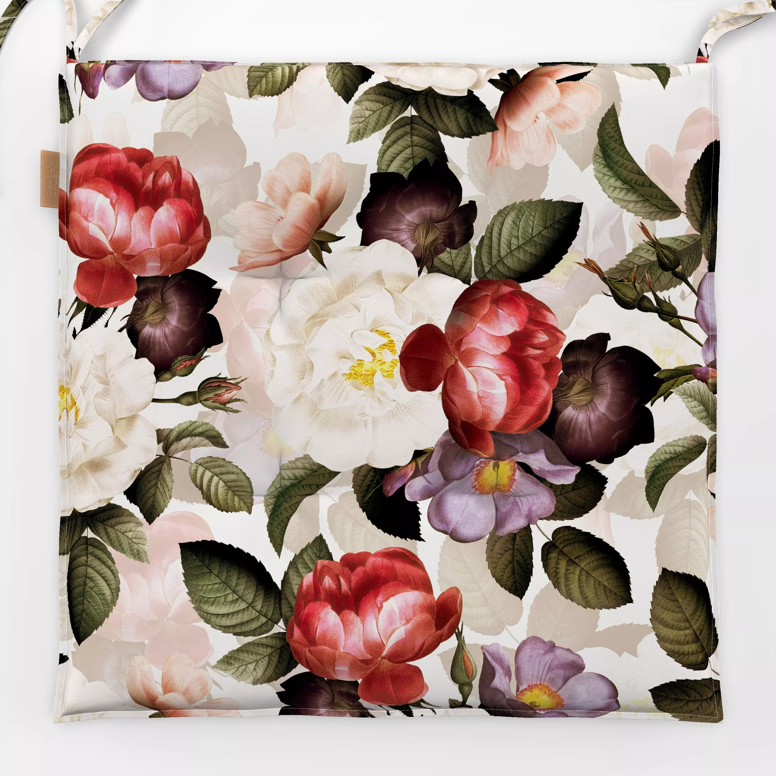 Sitzkissen Vintage Rosen - Blumen & Florales, Retro & Vintage - von „Uta Naumann"; boho, Muster, Blumen, Rosen, vintage, ant...