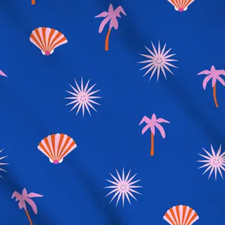 Meterware Sun Palm Pattern Blue
