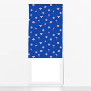 Raffrollo Sun Palm Pattern Blue