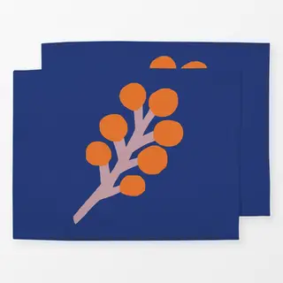 Tischset Frühling Zweig blau orange