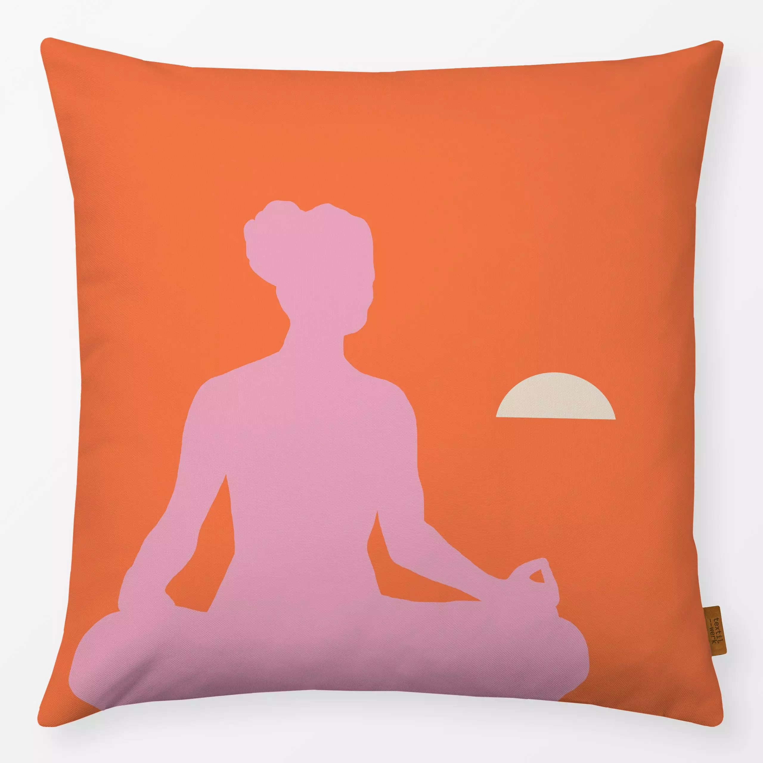 Kissen Me time orange Meditation - Sport - von „Julia Reyelt"; boho, Sonnenaufgang, Self Love, Yoga, selfcare, meditation, f...