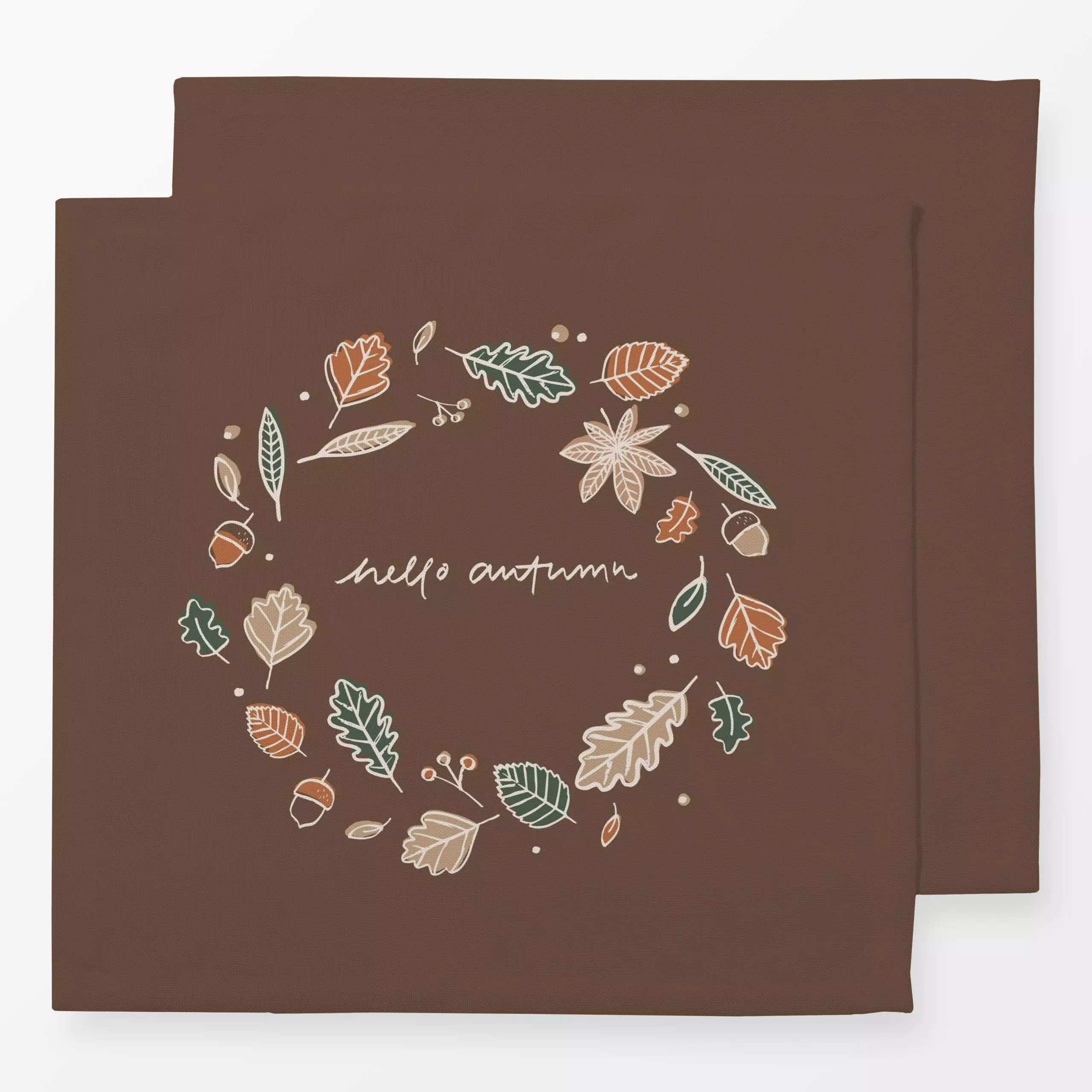 Servietten Herbst Kranz Braun - Natur & Landschaft - von „Kruth Design"; Blätter, Zweige, Herbst, kranz, spruch, Spruchkisse...