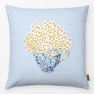 Kissen Blumen in Tasse Blau