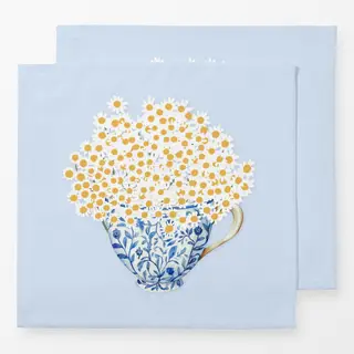 Servietten Blumen in Tasse Blau