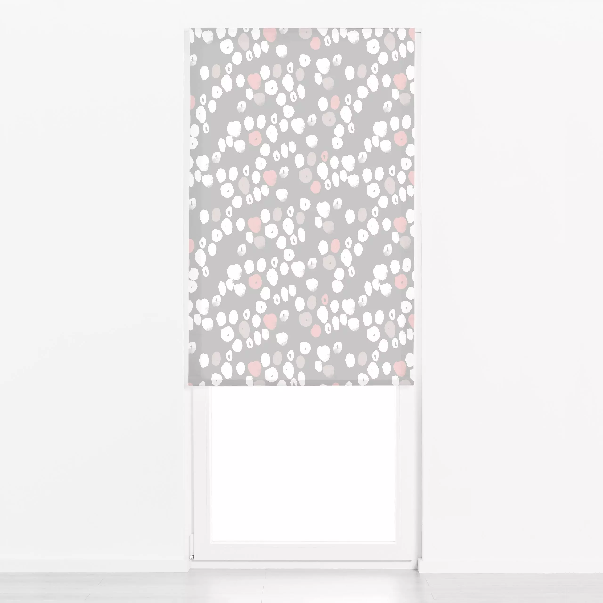 Raffrollo Dots & Loops - Symbole & Muster - von „Studio Kesse"; boho, minimal, Kinder, Punkte, grau, Sommerblumen, Dots, Sca...