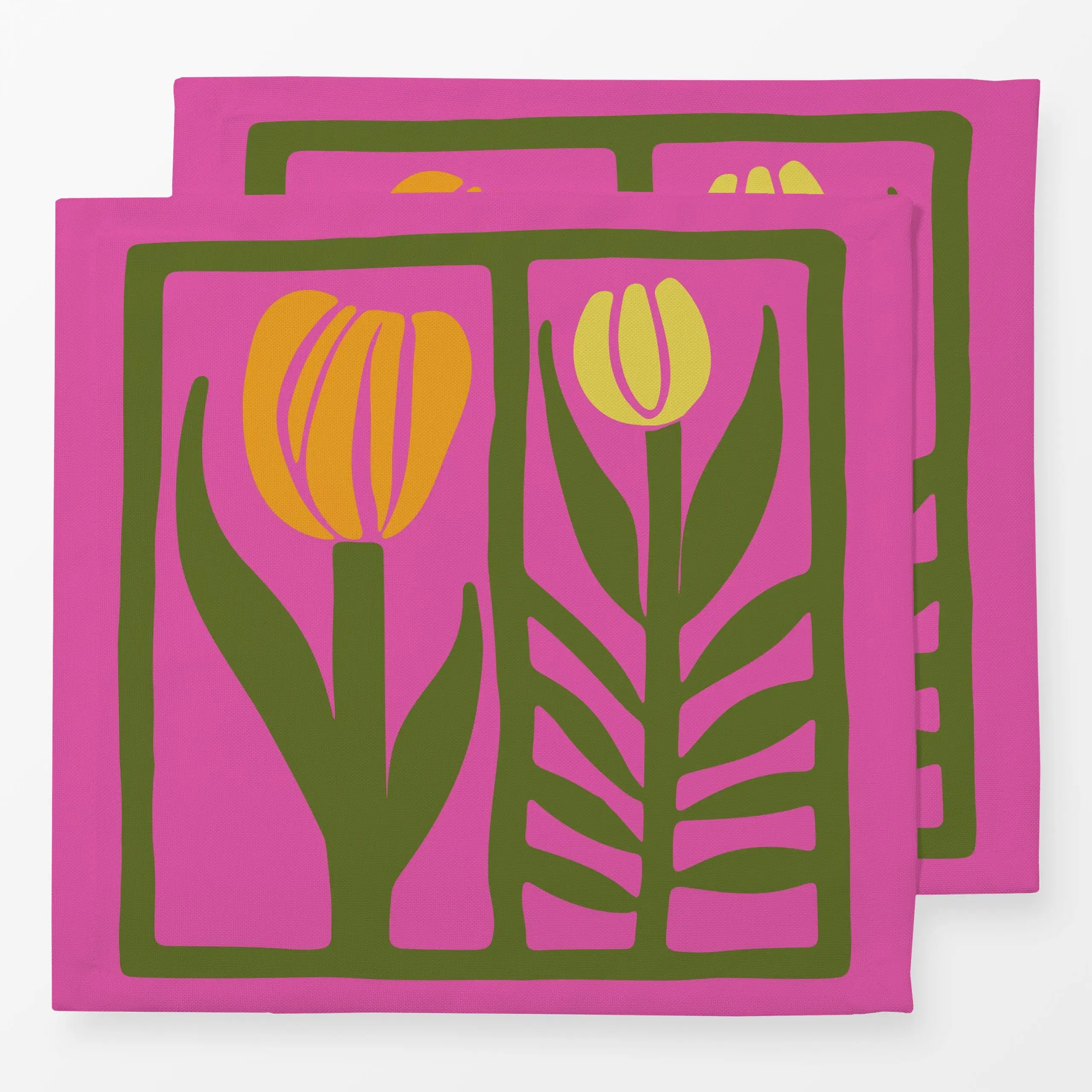 Servietten Tulip Spring Fun Pink - Blumen & Florales, Frühling, Ostern - von „Andrea Haase"; Tulpen, modern, frisch, minimal...