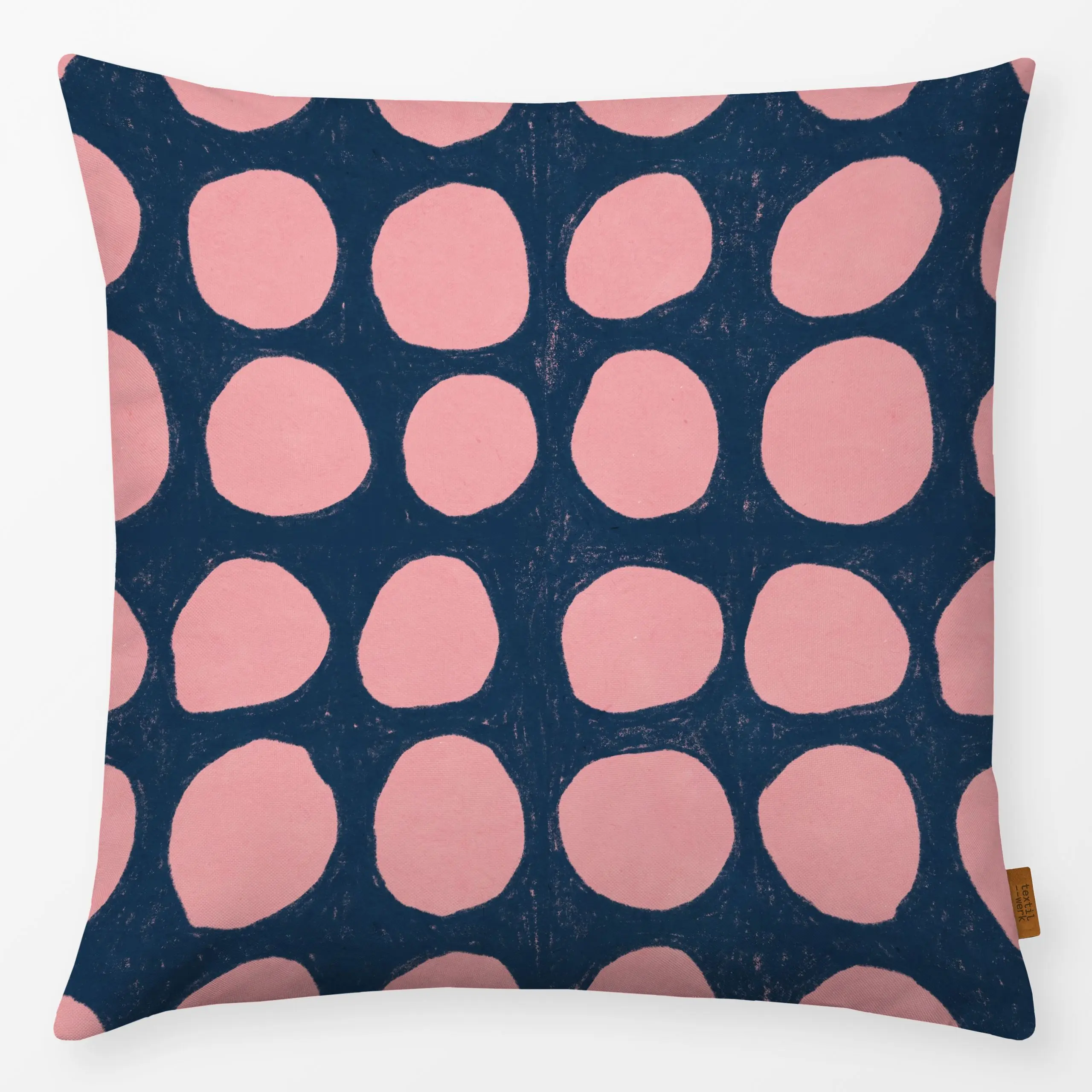 Kissen Happy Dots Rosa - Symbole & Muster - von „Paulina Rauh"; Muster, Punkte, rosa, Dots, blau, gepunktet, Happy, Polkadot...