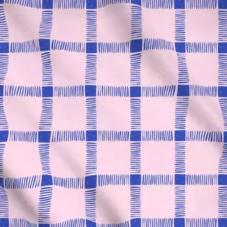 Meterware Karo rosa blau
