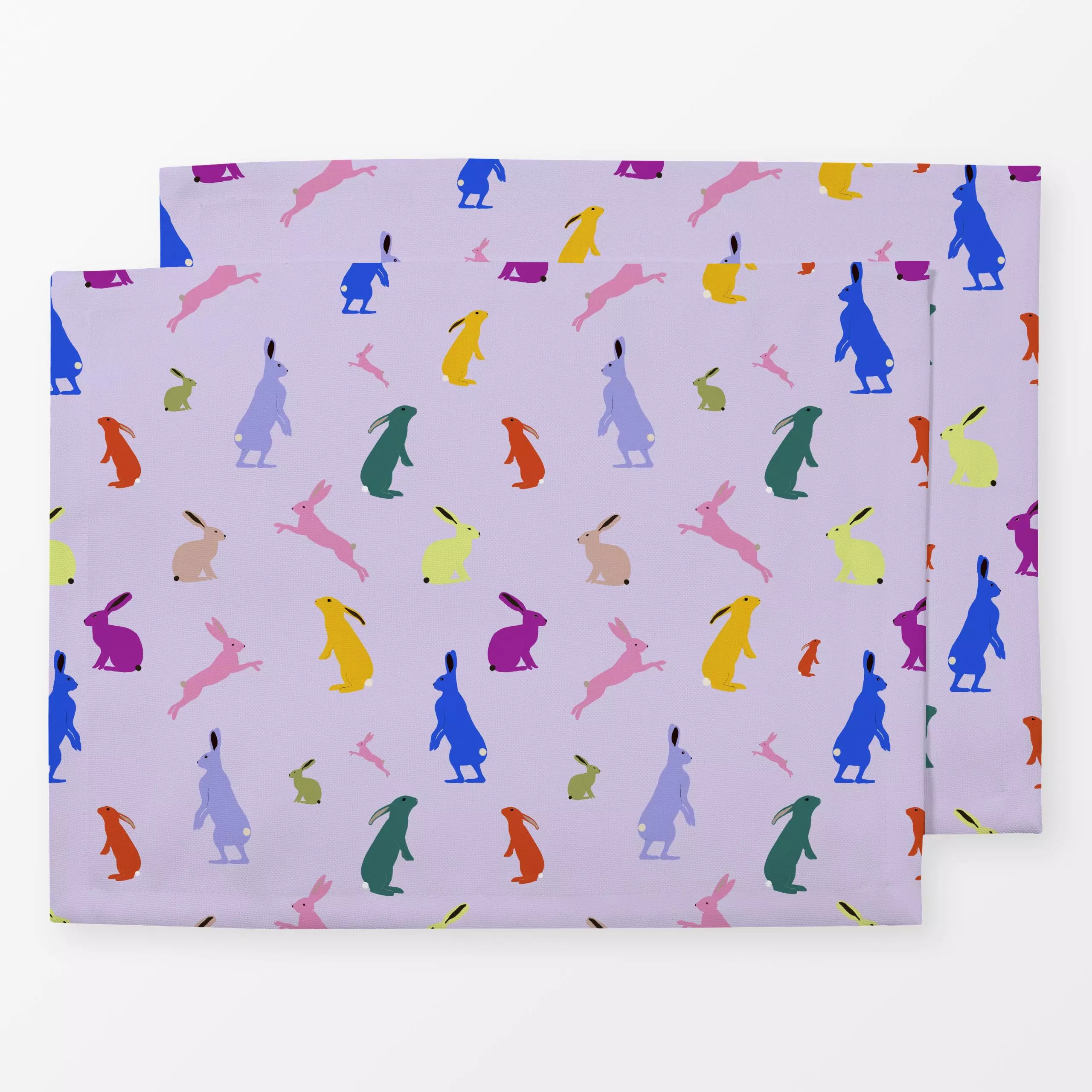 Tischset Bunte Osterhasen, Blumen, Tiere, Ostern, von Sophie Augustin Illustration
