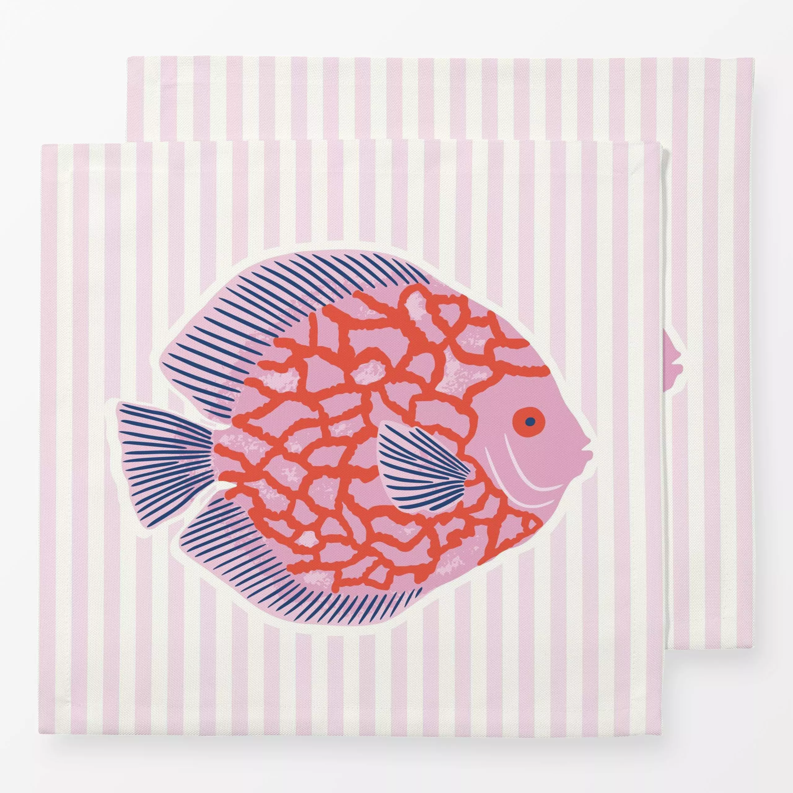 Servietten pink fish - Sommer, Tiere - von „Vivian Hasenclever"; Strand, Fische, gestreift, Sommerlich, beachvibes, Summerco...