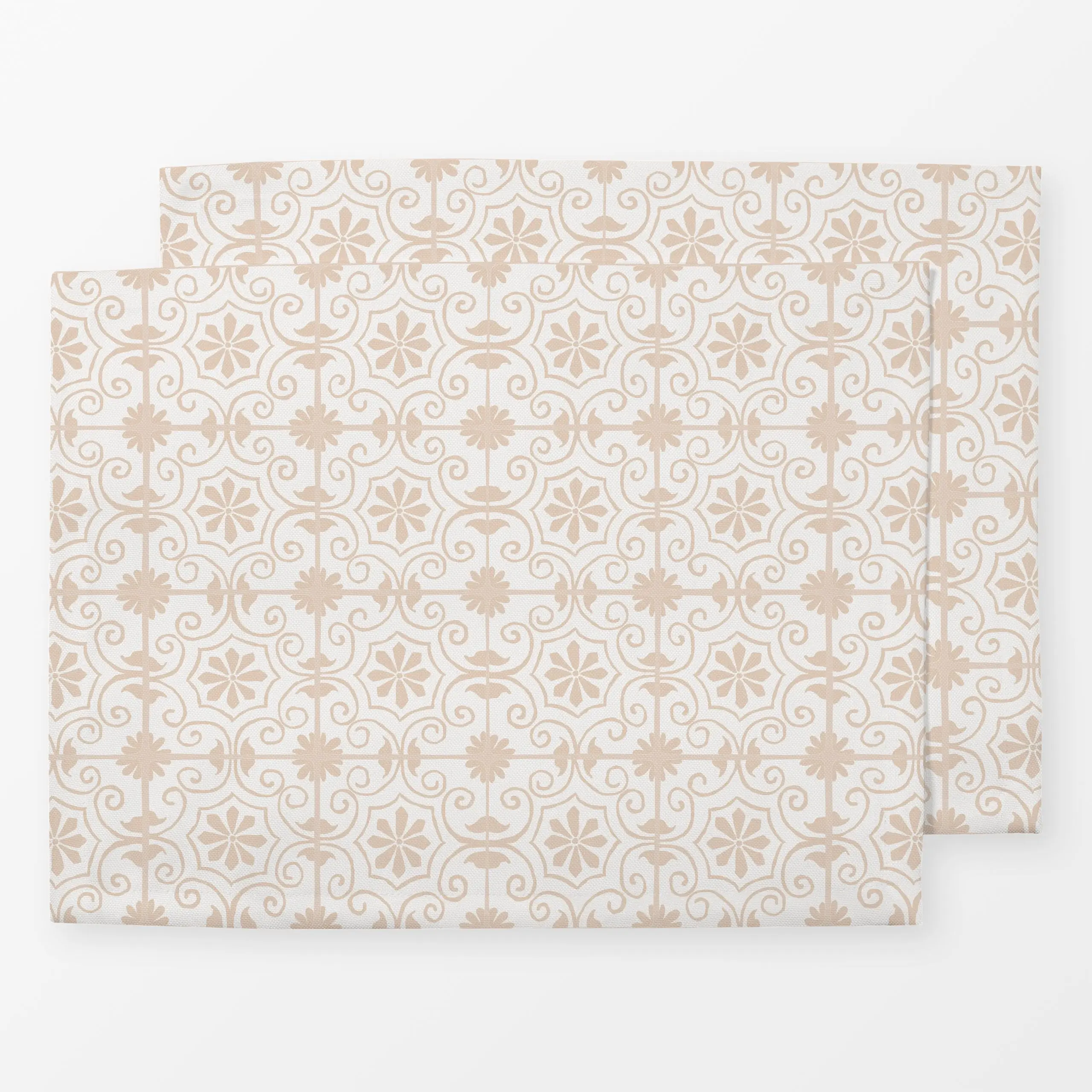 Tischset Azulejo Pattern 2 beige, Blumen, gemustert, Sommer, von Karen Menzenbach