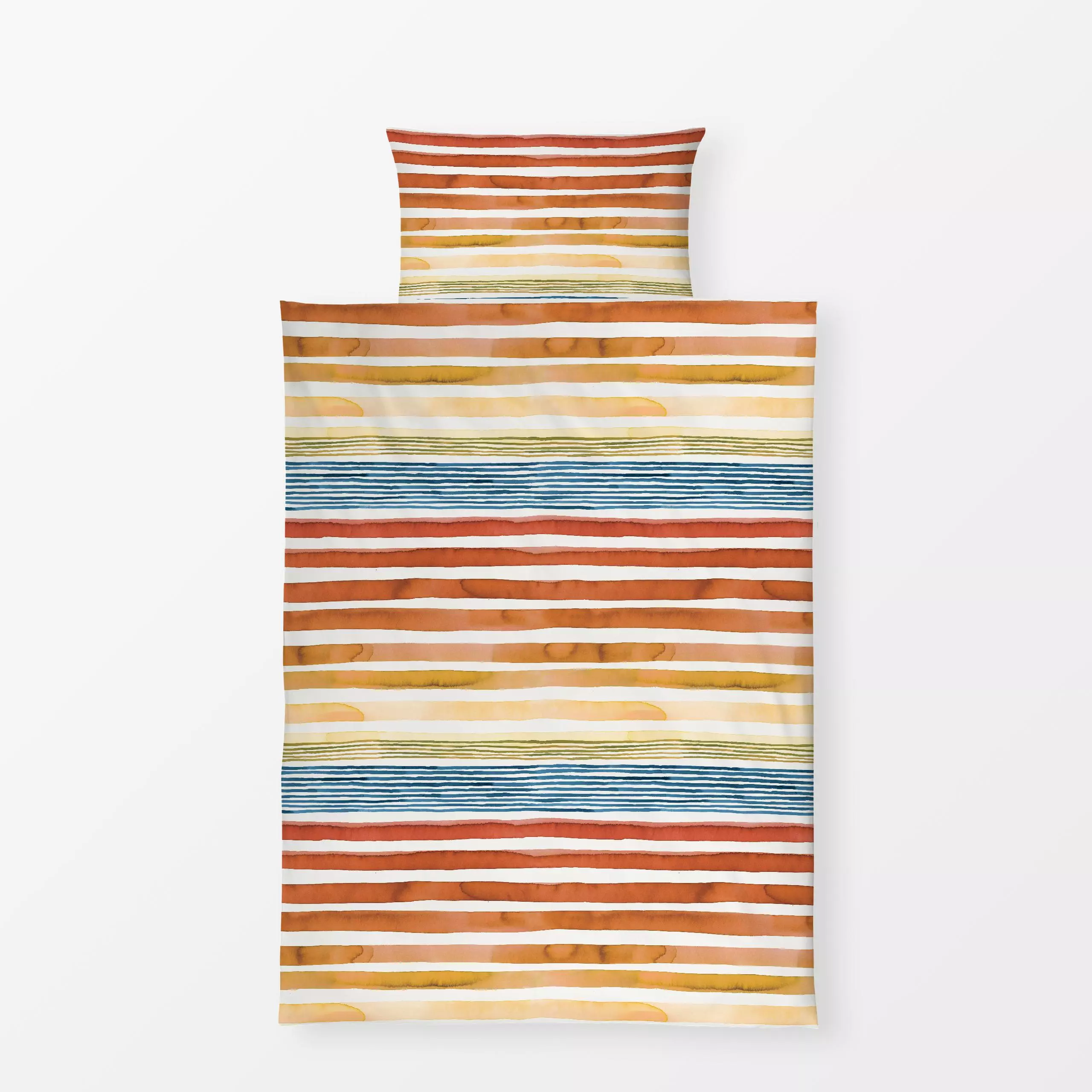 Bettwäsche Terra Sunset Gouache Stripes - Sommer, Symbole & Muster - von „Ninola Design "; boho, Aquarell, Streifen, Dessert...