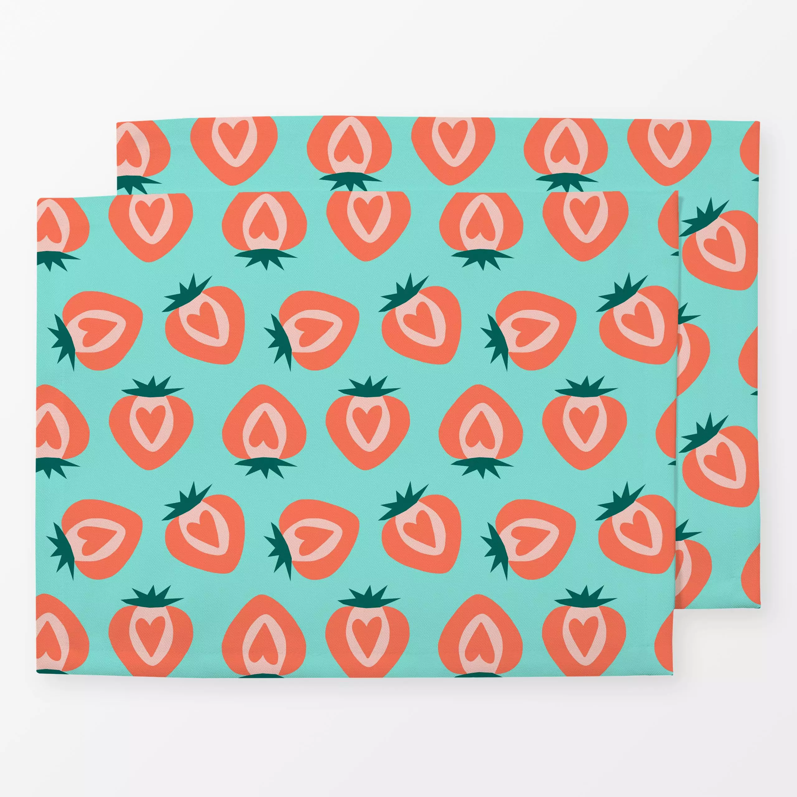 Tischset Erdbeere mit Herz - Sommer, Früchte - von „Julia Reyelt"; Obst, Garten, Früchte, Sommer, fruchtig, Sommerlich, food...