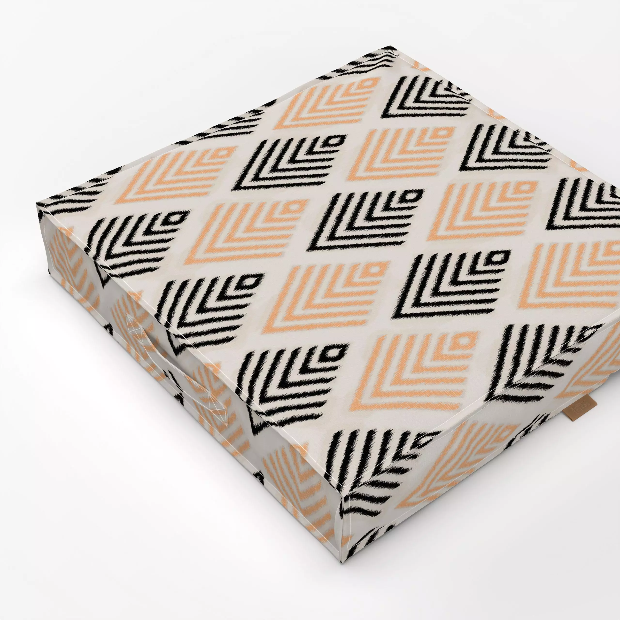 Bodenkissen Rhombus Stripes Ikat - Symbole & Muster, Reise - von „Studio Kesse"; marrakesch, marrokko, boho, schwarz, Orange...