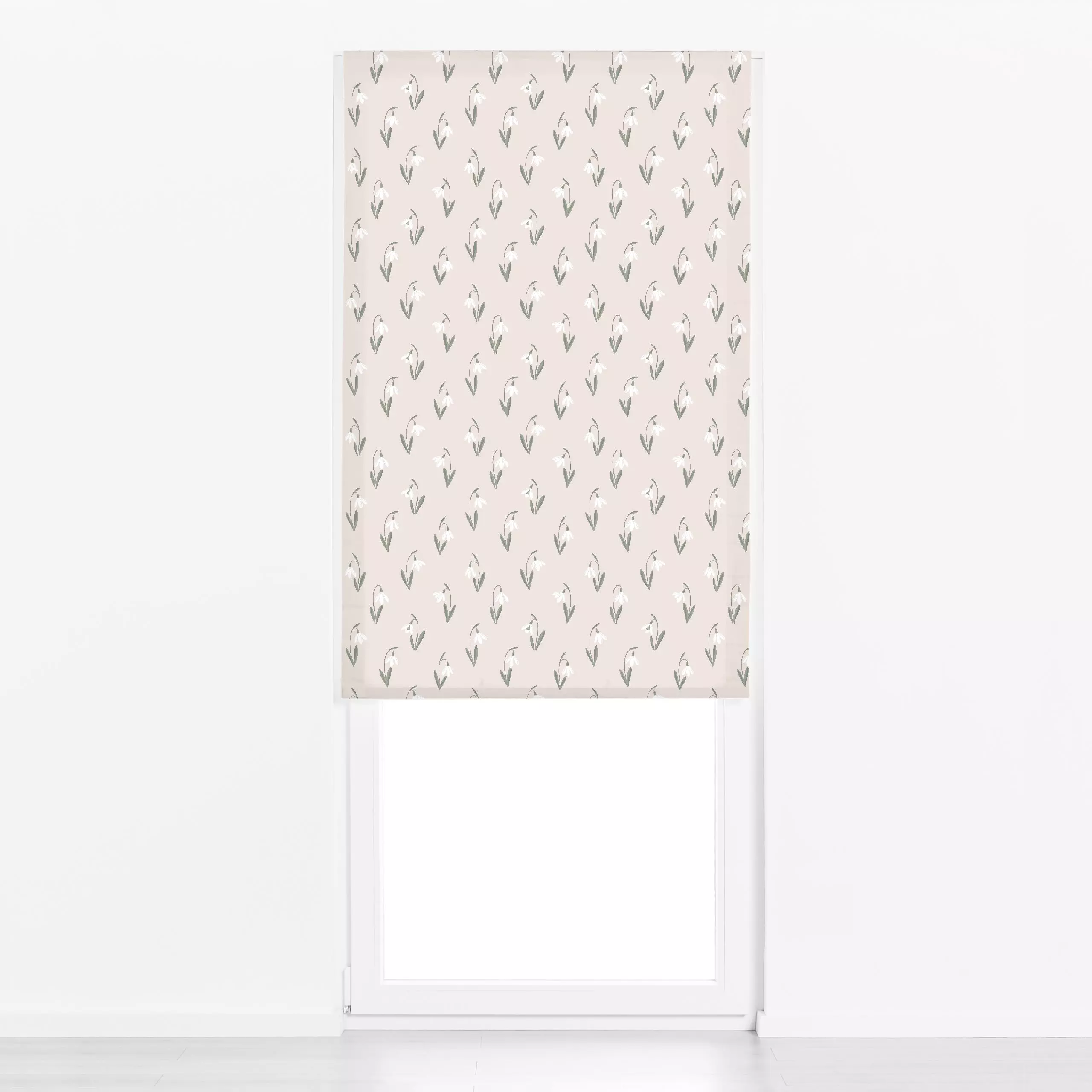 Raffrollo Schneeglöckchen beige - Blumen & Florales, Frühling, Anlässe, Ostern - von „Studio Kesse x petitsourirdesign"; Blu...