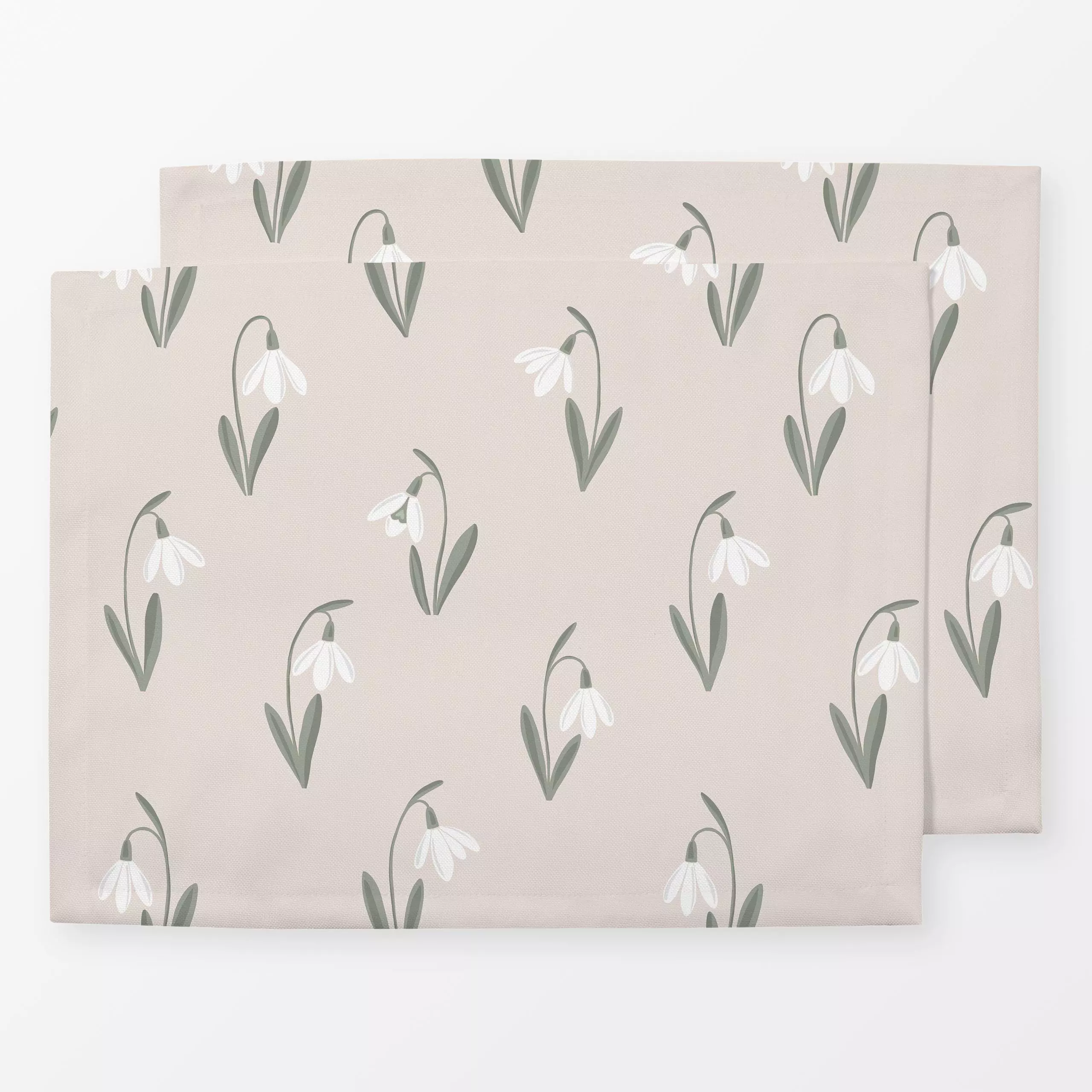 Tischset Schneeglöckchen beige, Blumen, Ostern, von Studio Kesse x petitsourirdesign
