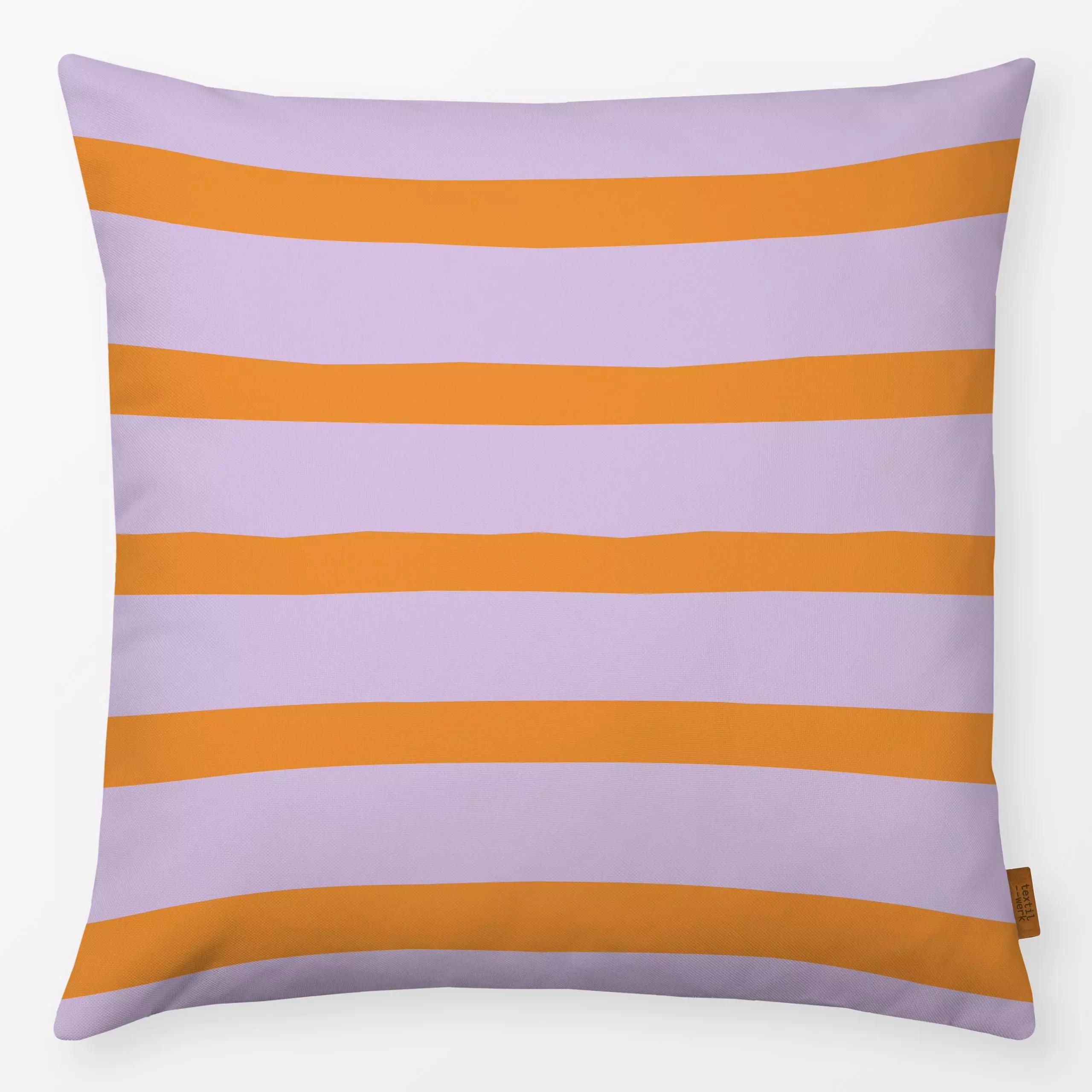 Kissen Streifen lila orange - Frühling, Herbst, Sommer - von „Carolin Vonhoff"; Muster, Streifen, Orange, lila, farbenfroh, ...