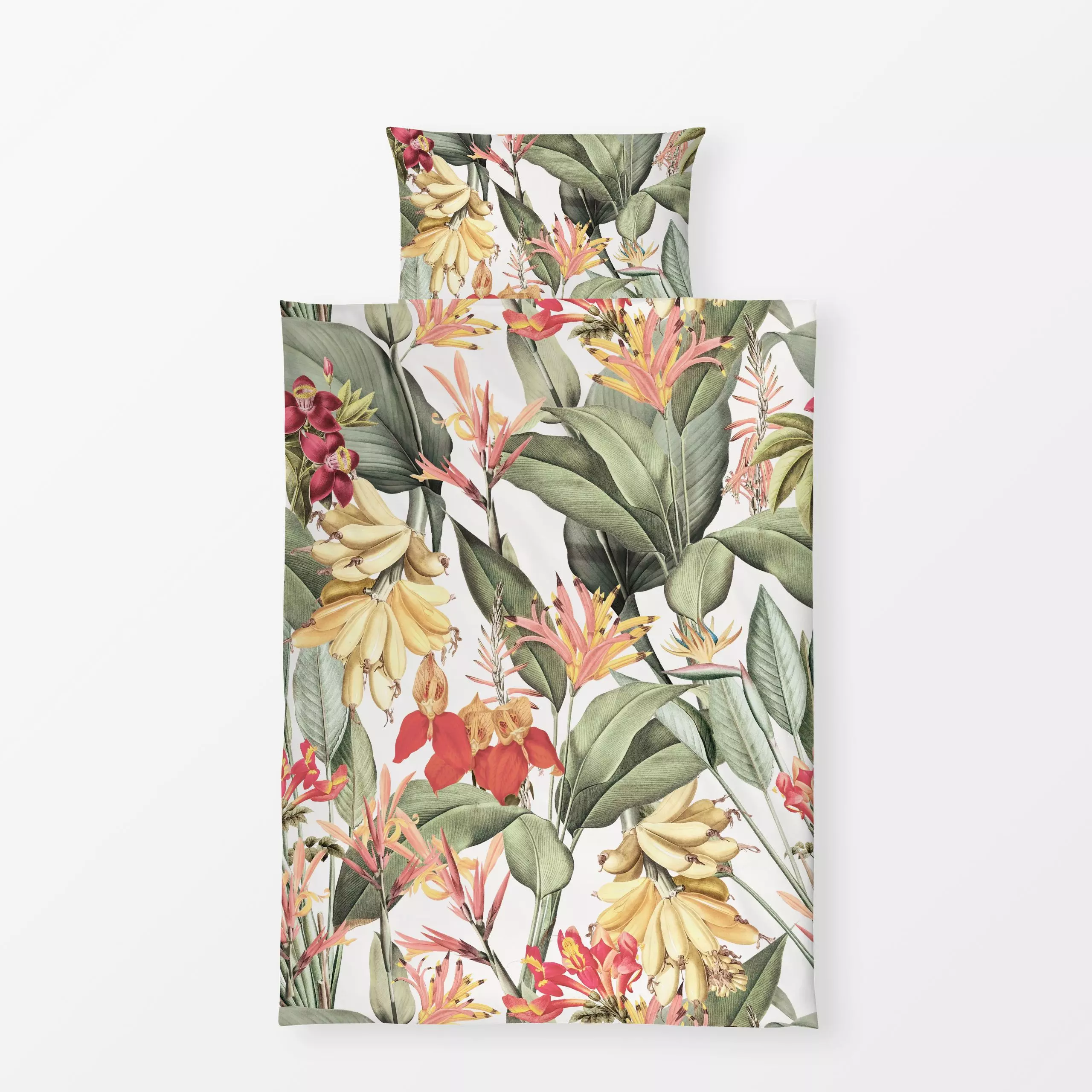 Bettwäsche Bananen Jungle Garten - Blumen & Florales, Pflanzen & Botanik, Retro & Vintage - von „Uta Naumann“; Muster, Palme...