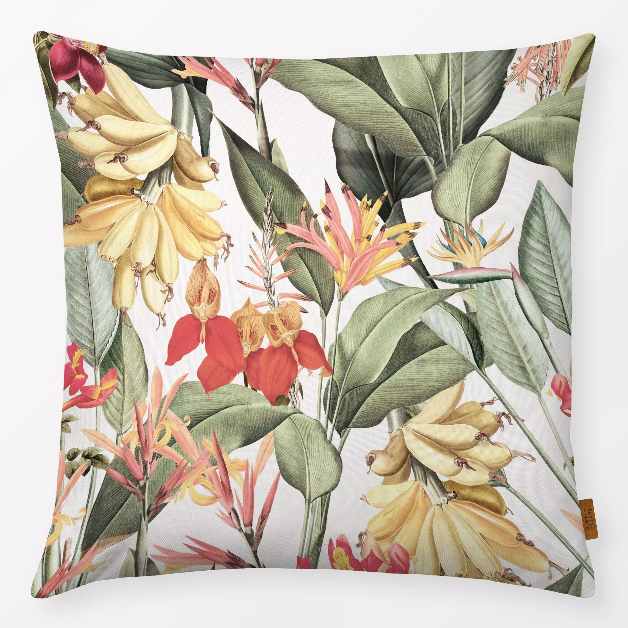 Kissen Bananen Jungle Garten - Blumen & Florales, Pflanzen & Botanik, Retro & Vintage - von „Uta Naumann“; Muster, Palmen, G...