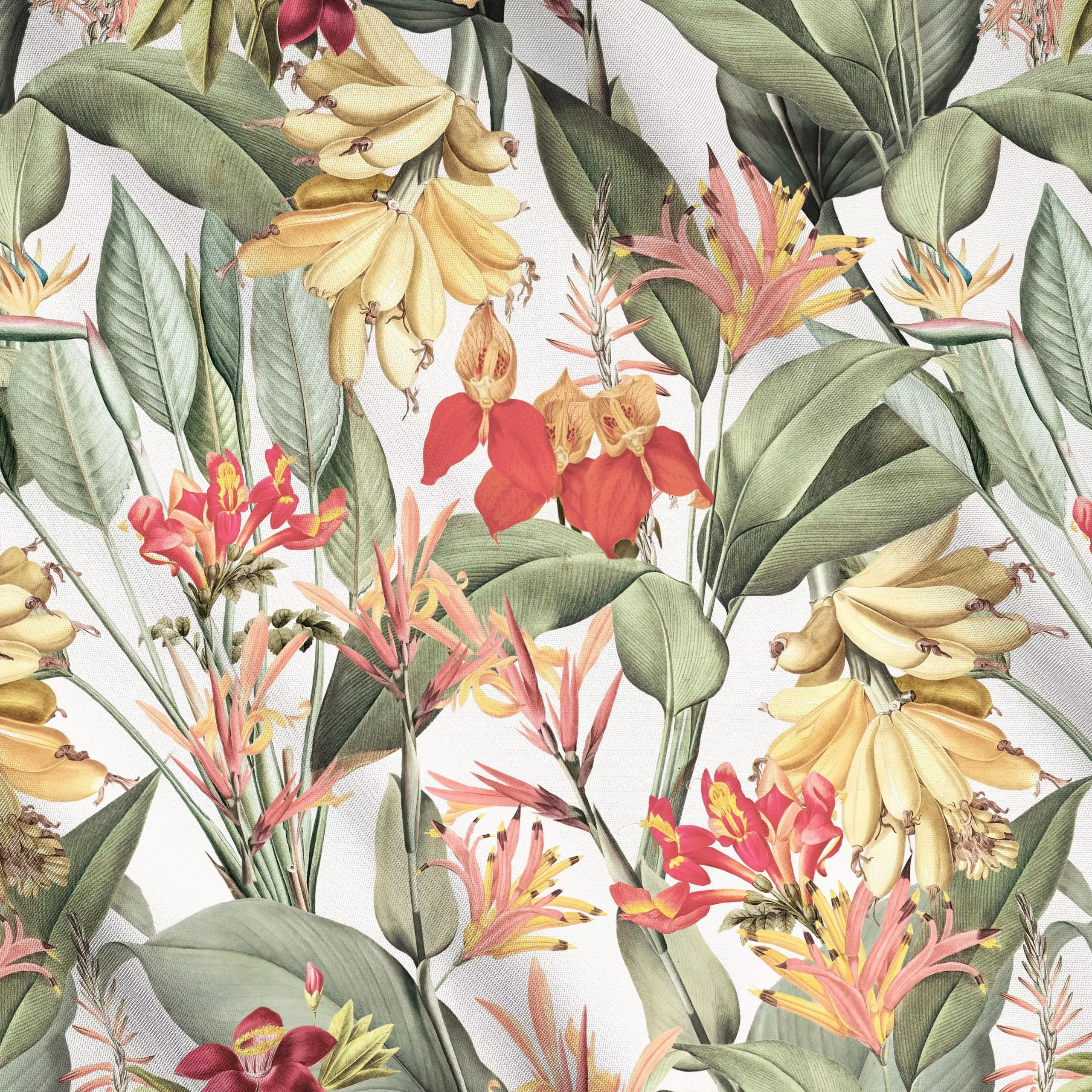 Meterware Bananen Jungle Garten - Blumen & Florales, Pflanzen & Botanik, Retro & Vintage - von „Uta Naumann“; Muster, Palmen...