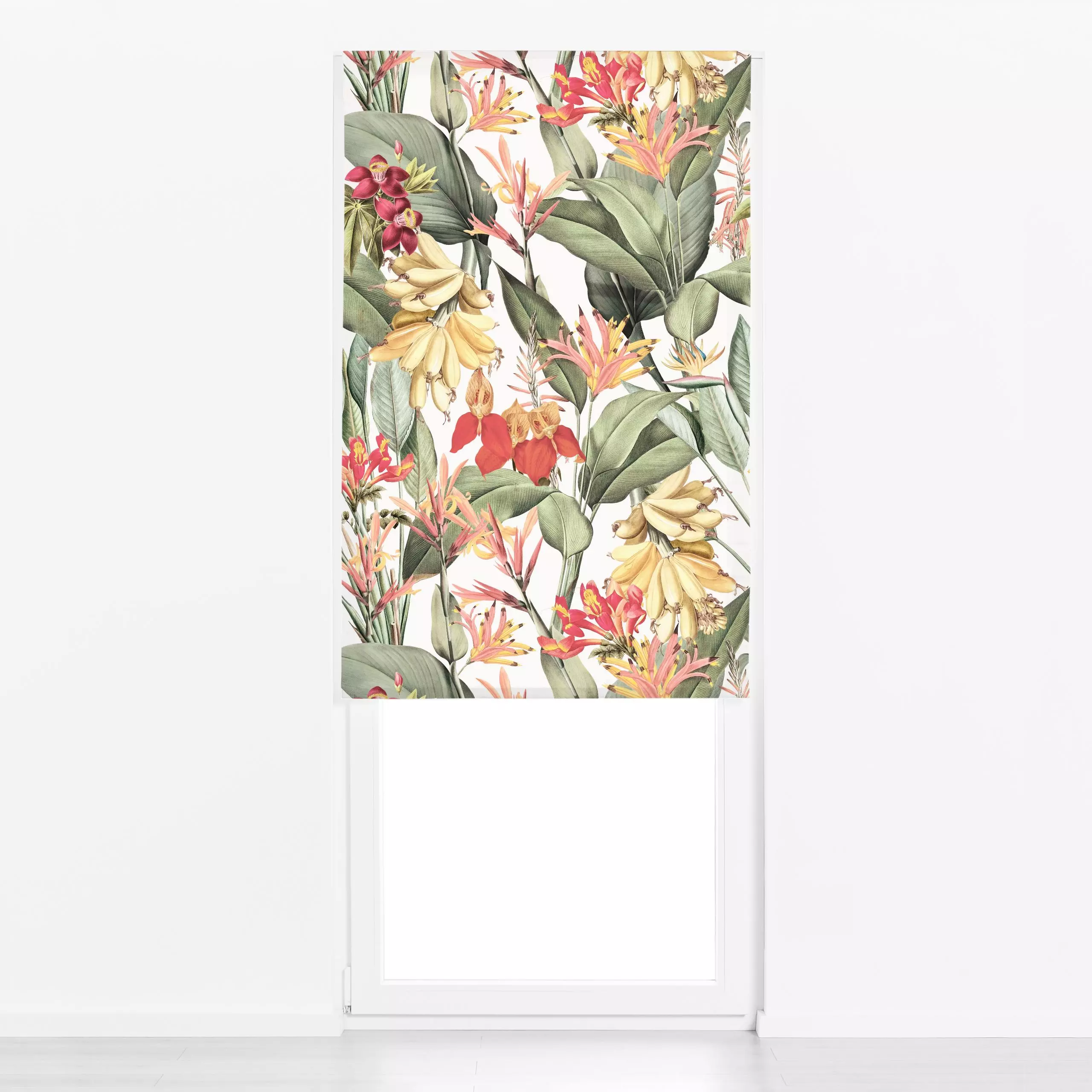 Raffrollo Bananen Jungle Garten - Blumen & Florales, Pflanzen & Botanik, Retro & Vintage - von „Uta Naumann“; Muster, Palmen...