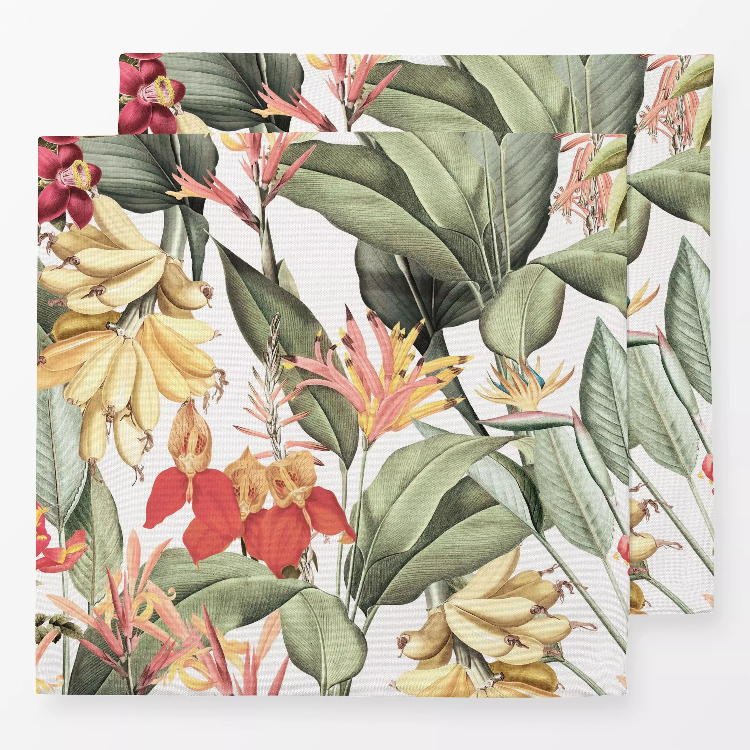 Servietten Bananen Jungle Garten - Blumen & Florales, Pflanzen & Botanik, Retro & Vintage - von „Uta Naumann“; Muster, Palme...