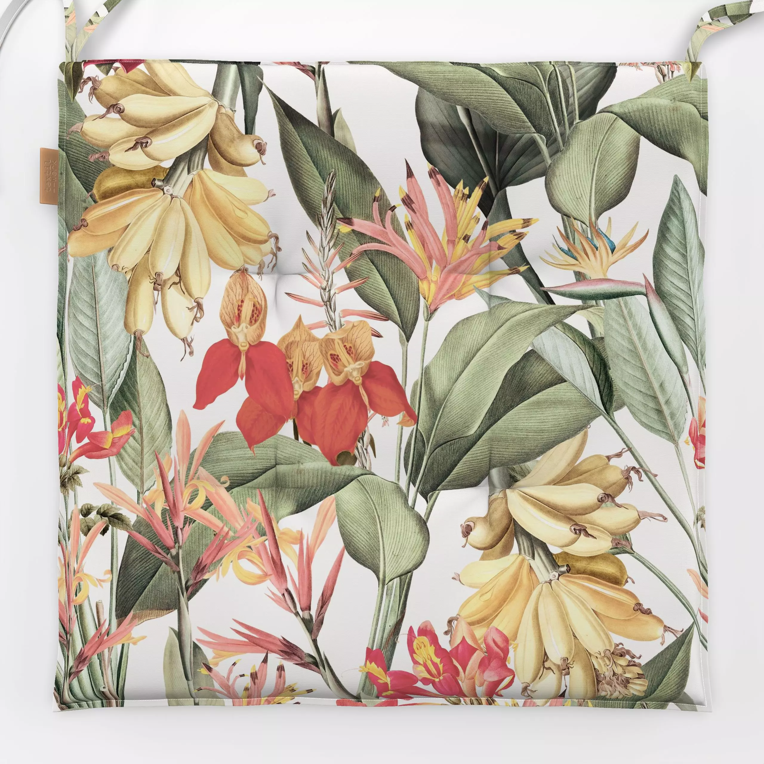 Sitzkissen Bananen Jungle Garten - Blumen & Florales, Pflanzen & Botanik, Retro & Vintage - von „Uta Naumann“; Muster, Palme...
