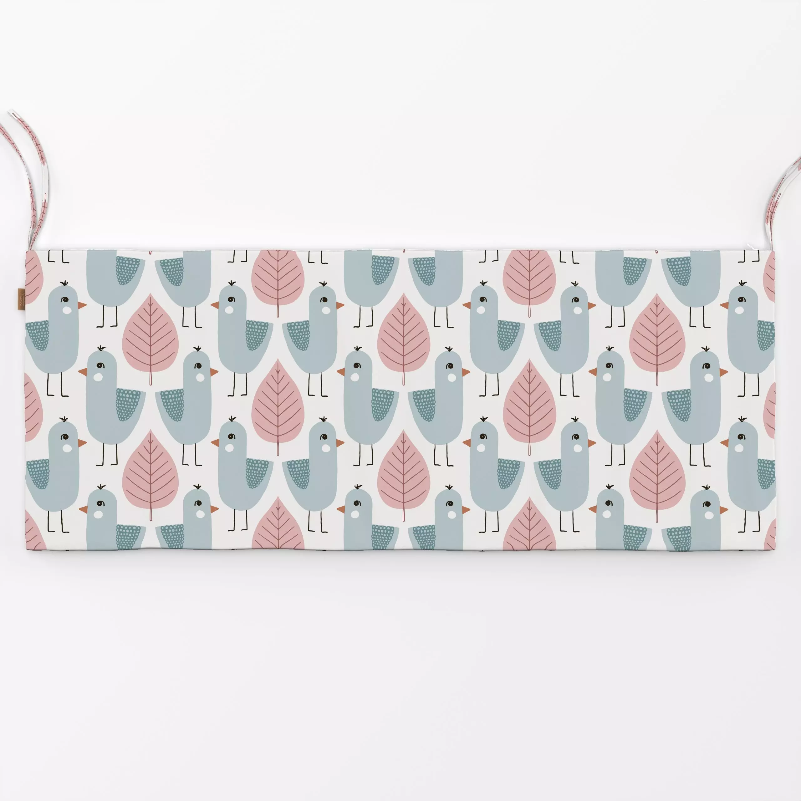 Bankauflage Vogel Blatt rosa türkis - Kinderzimmer & Motive für Kinder, Tiere, Symbole & Muster - von „Kathrin Woo"; Muster,...