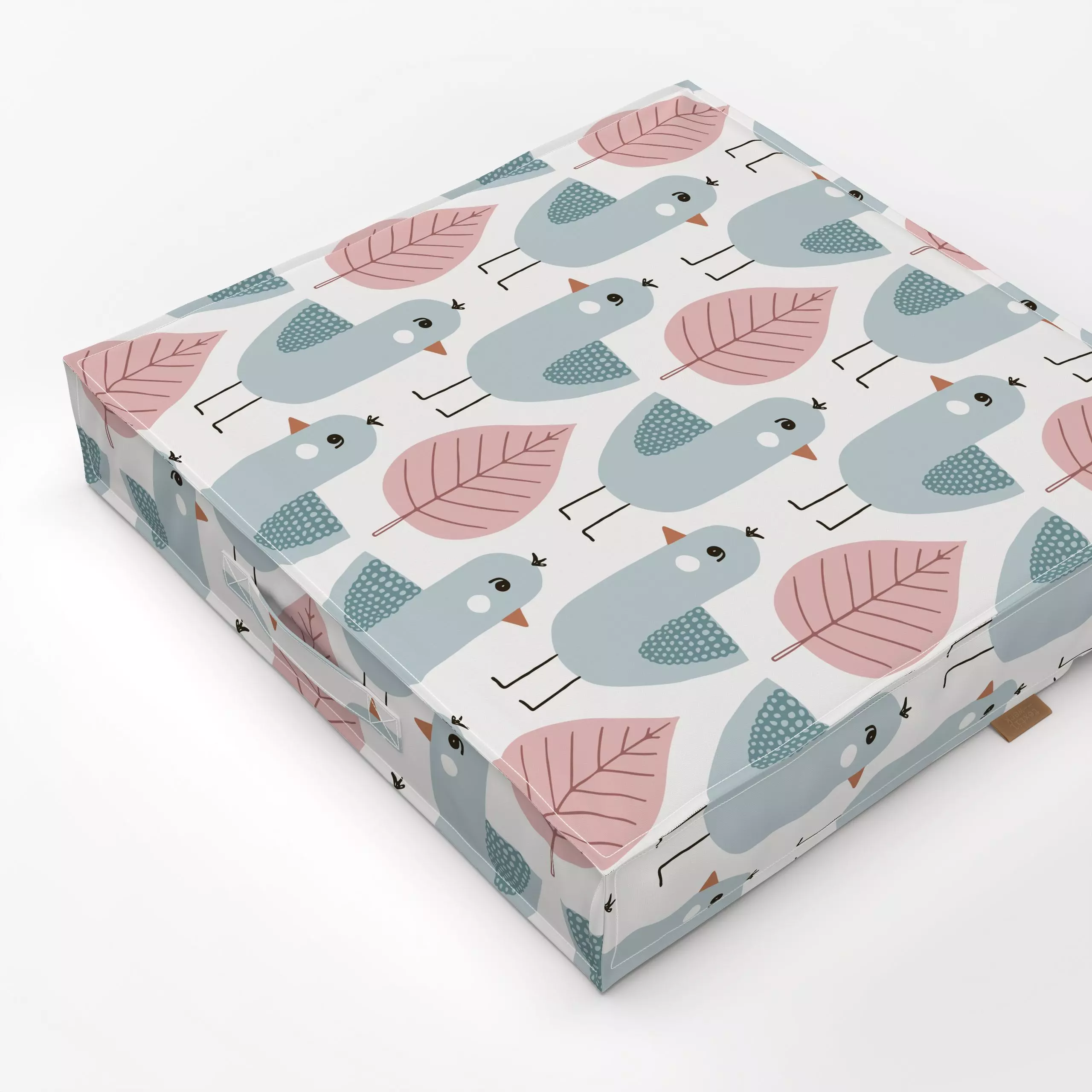 Bodenkissen Vogel Blatt rosa türkis - Kinderzimmer & Motive für Kinder, Tiere, Symbole & Muster - von „Kathrin Woo"; Muster,...