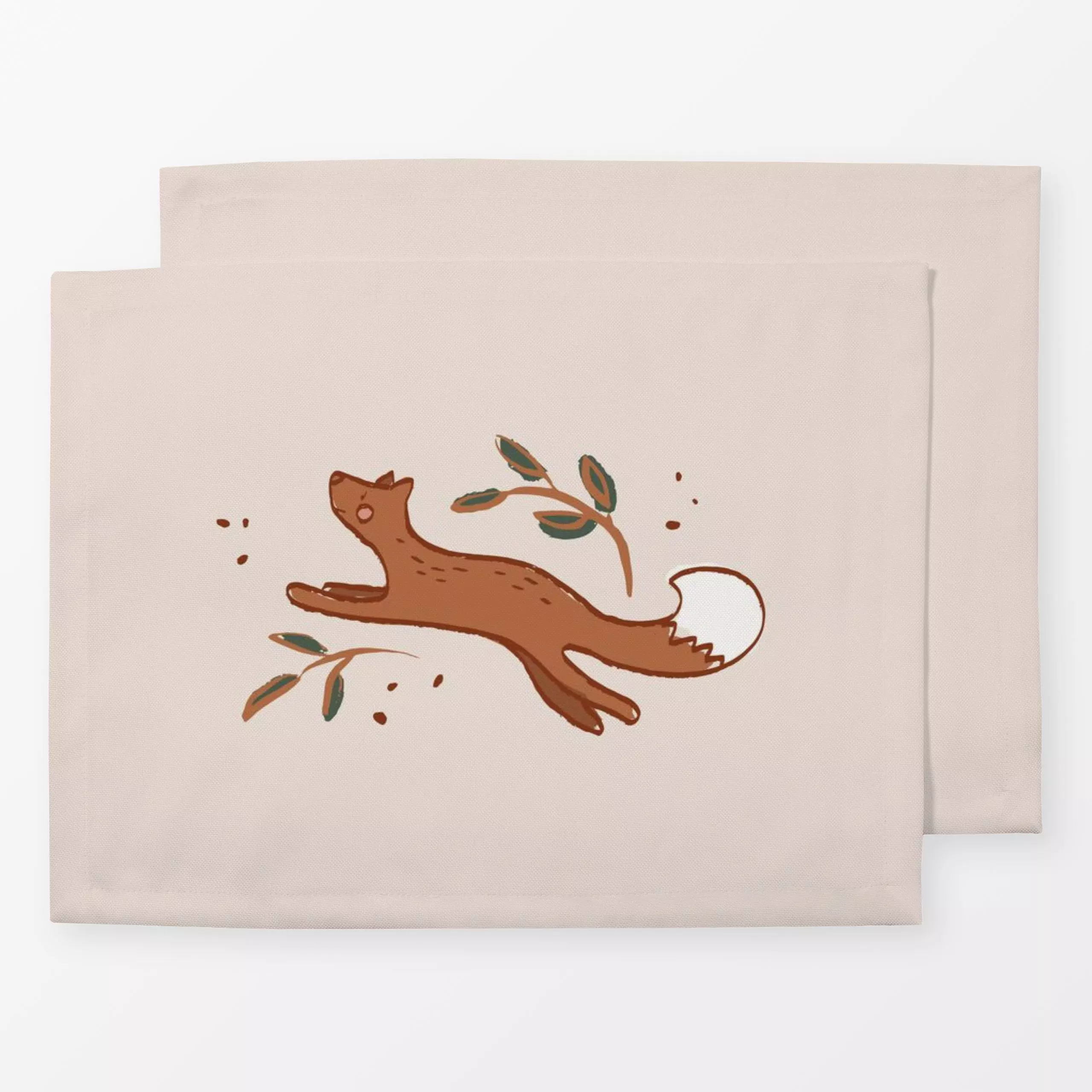 Tischset Fuchs Herbst beige - Tiere - von „Kruth Design"; Fuchs, vintage, Spruchkissen, Herbstdeko, outdoor, herbstlich, kru...