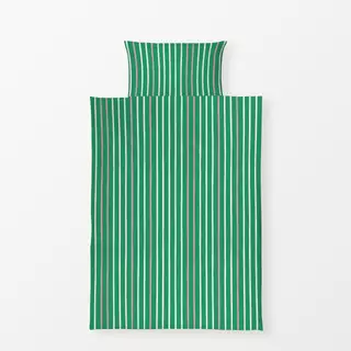 Bettwäsche Streifen Duo | grün-beige-rosa