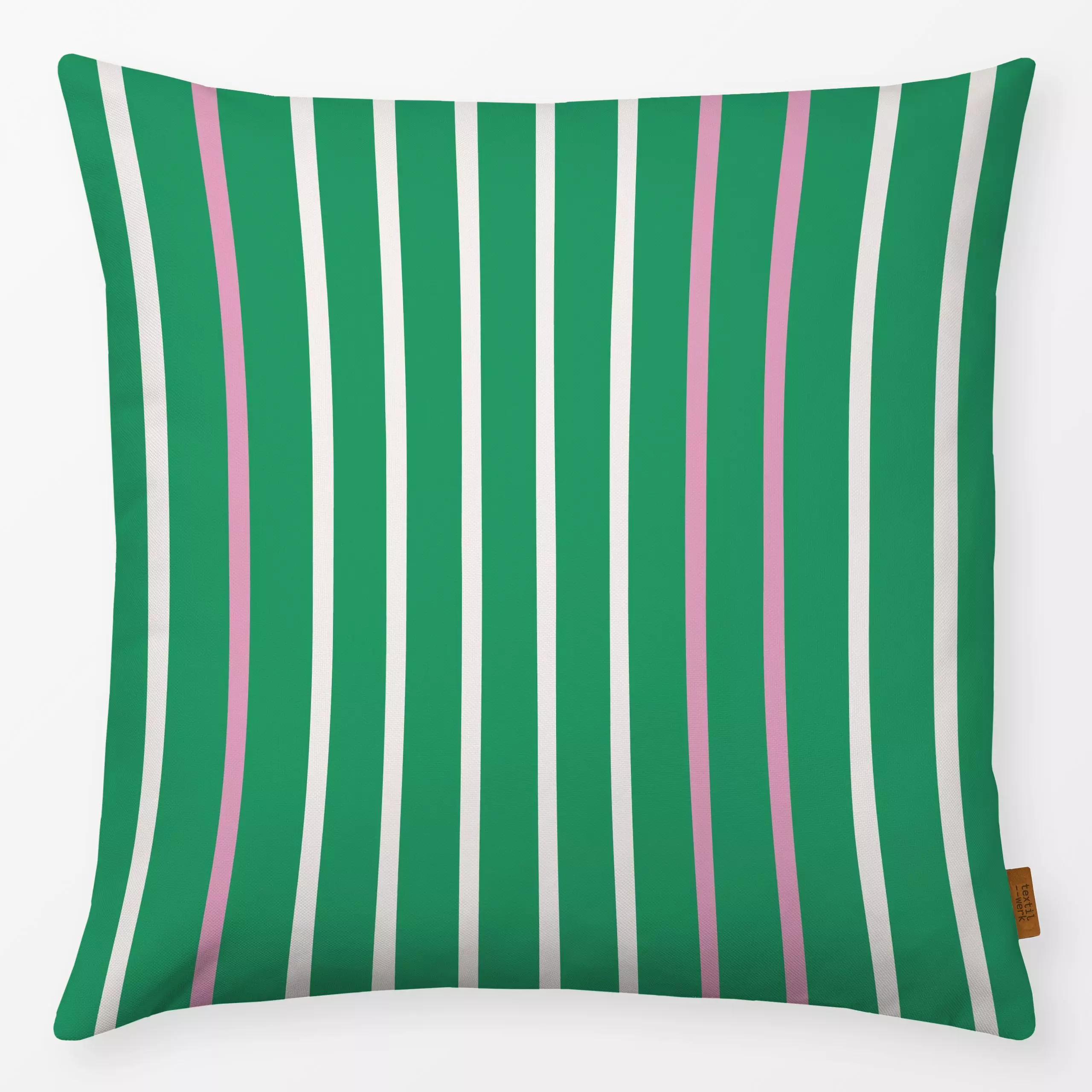 Kissen Streifen Duo | grün-beige-rosa - Weihnachten, Symbole & Muster - von „moDeern Design Studio"; Streifen, Weihnachten, ...