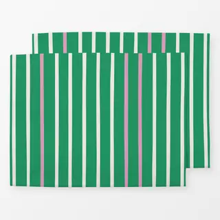 Tischset Streifen Duo | grün-beige-rosa