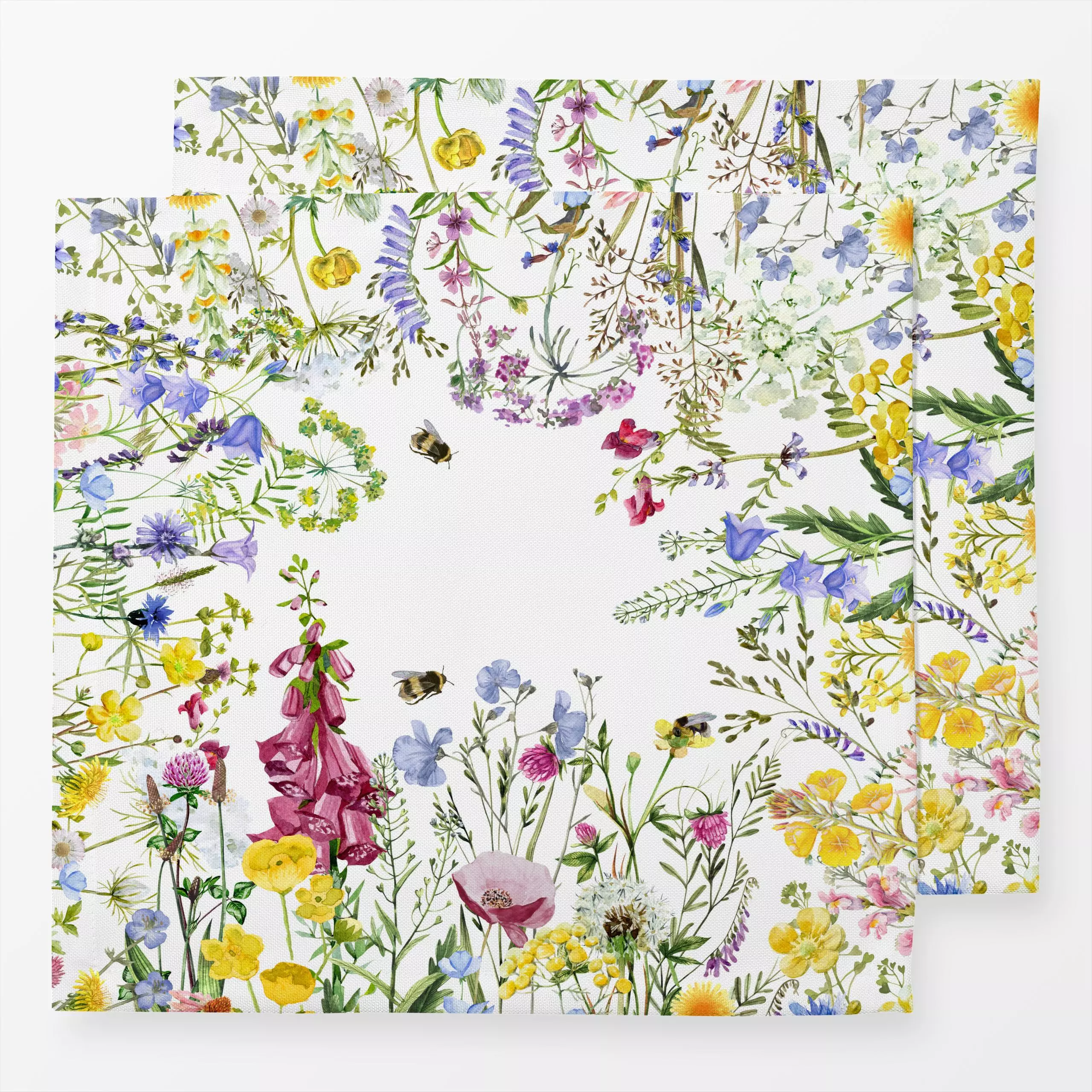Servietten Bunter Wiesen Reigen 1 - Sommer, Pflanzen & Botanik - von „Uta Naumann"; Natur, skandinavisch, Blumen, Garten, Wi...