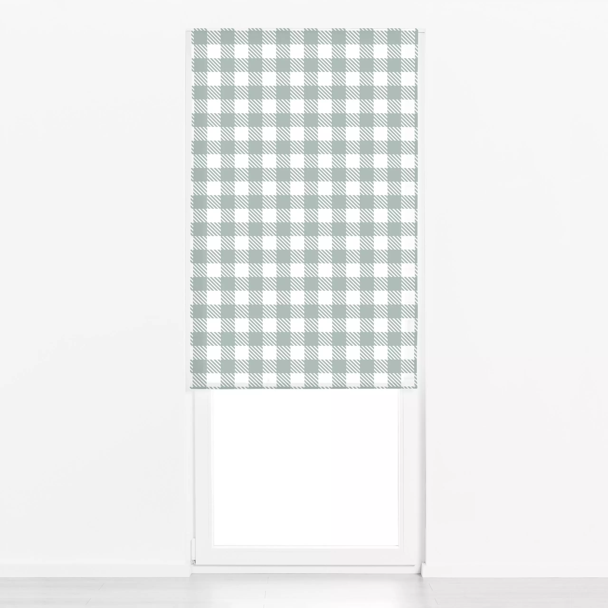 Raffrollo Karo graublau - Symbole & Muster, Retro & Vintage - von „Uta Naumann"; Muster, minimal, Geometrisch, modern, vinta...