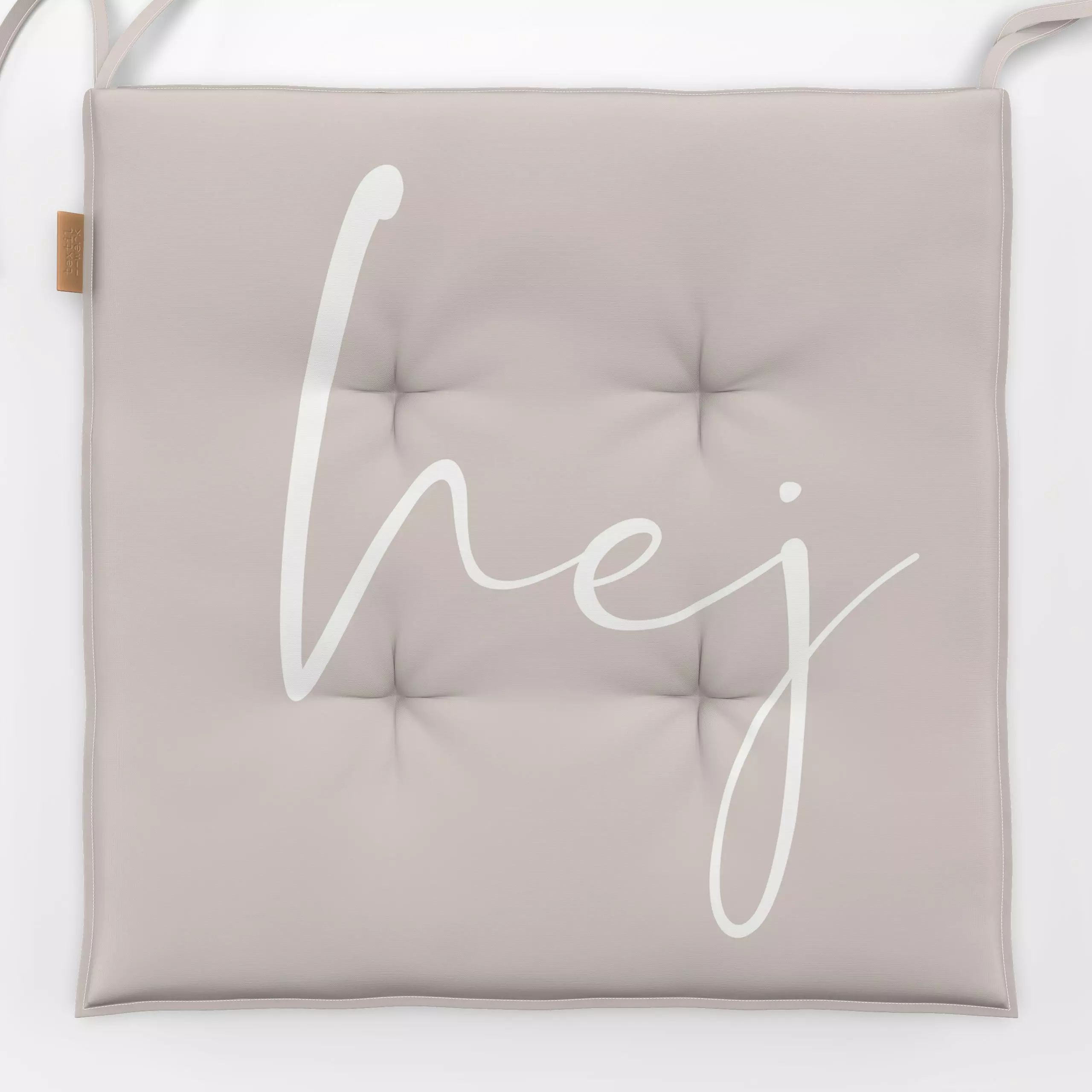 Sitzkissen Hej - Sag Hallo Beige - Sommer, Sprüche & Schriftzüge, Anlässe - von „Monika Strigel"; boho, minimal, skandinavie...