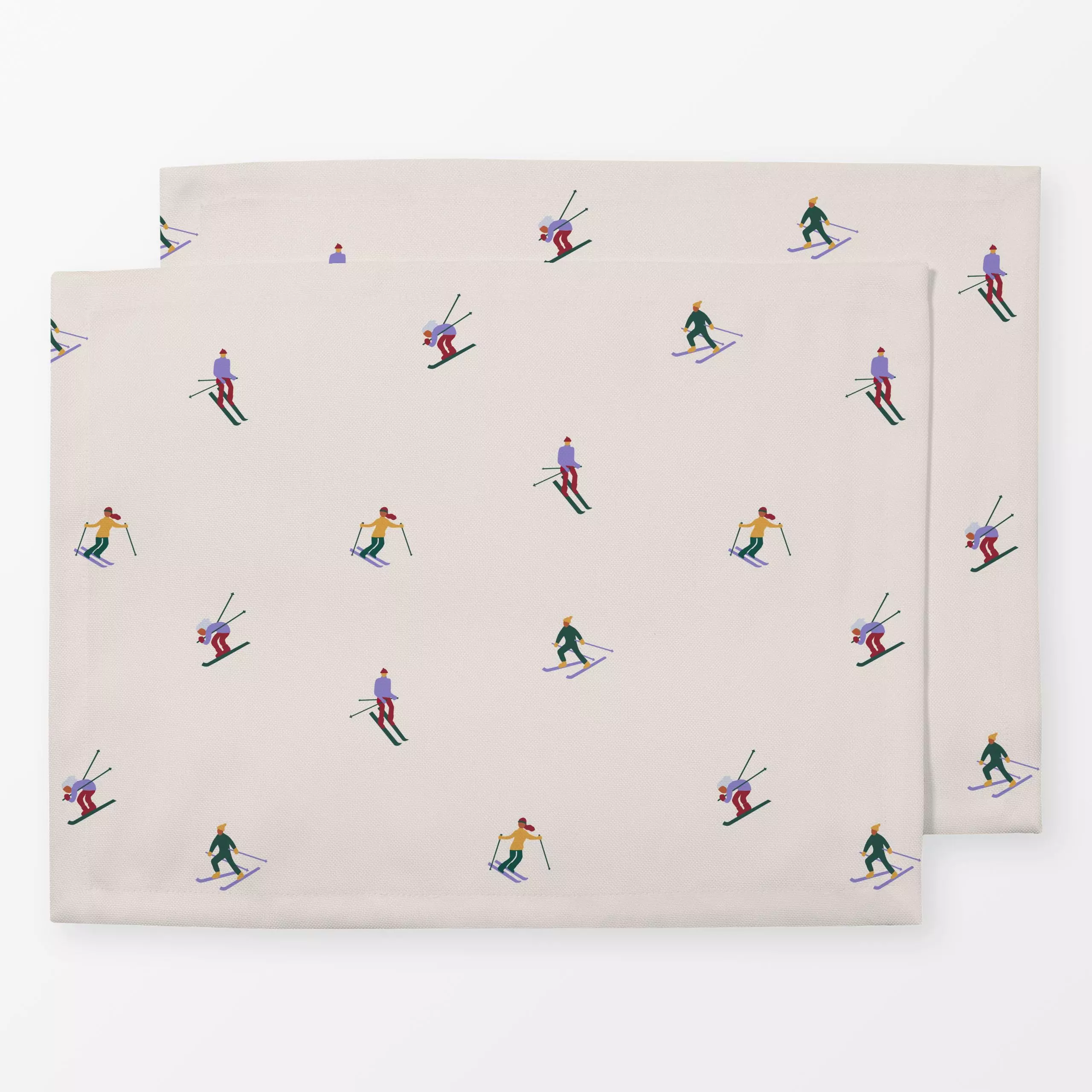 Tischset Skifahren 4 - Sport, Winter, Express - von „textilwerk"; Illustration, skandinavisch, Weihnachten, beige, weihnacht...