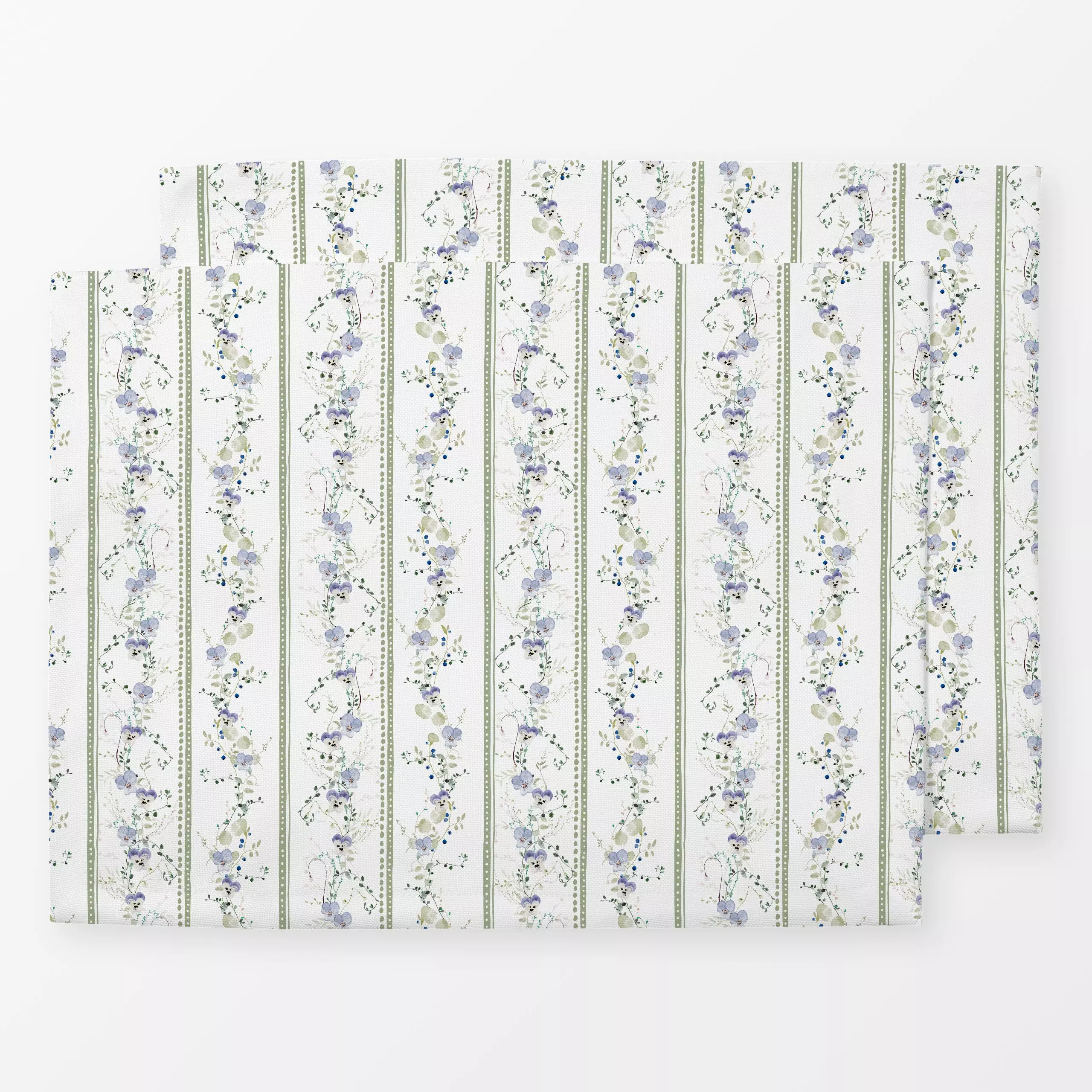 Tischset Ranken Blüten Streifen Grün, Blumen, gemustert, von Uta Naumann