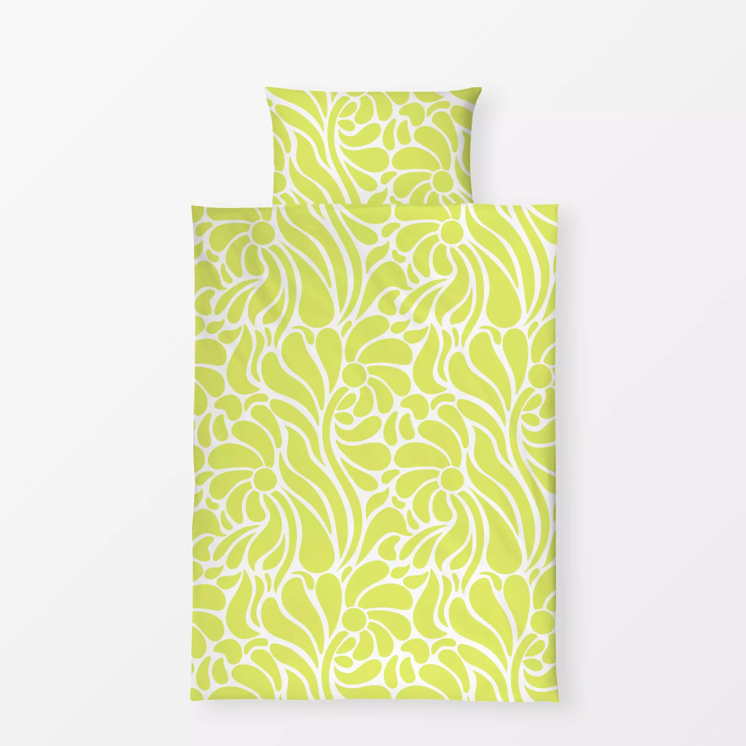 Bettwäsche Limettengrüner Sommer - Blumen & Florales, Sommer - von „Sara Maria"; abstrakt, Kissen, Limette, Limonade, gelb, ...
