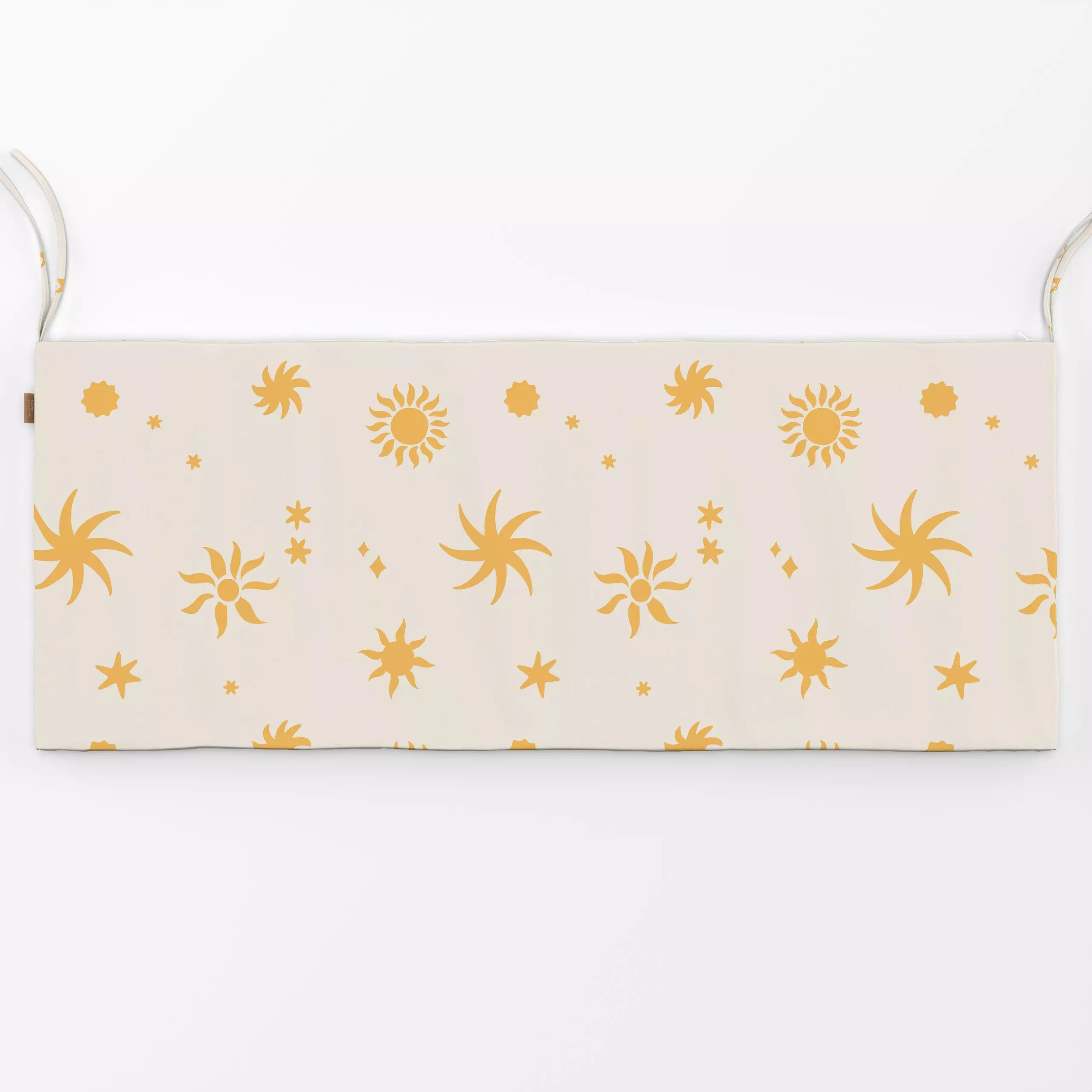 Bankauflage Sonne Sterne Gelb - Natur & Landschaft, Symbole & Muster - von „Studio Kesse"; Retro, Sonnenaufgang, Sterne, Som...