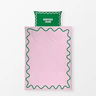 Bettwäsche Wellenrand Rosa Grün