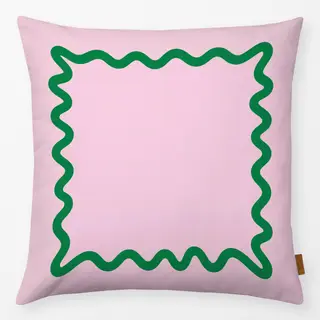 Kissen Wellenrand Rosa Grün