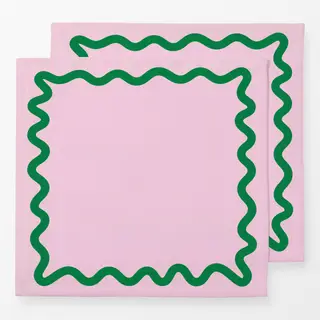 Servietten Wellenrand Rosa Grün