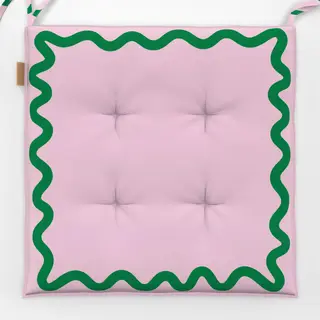 Sitzkissen Wellenrand Rosa Grün