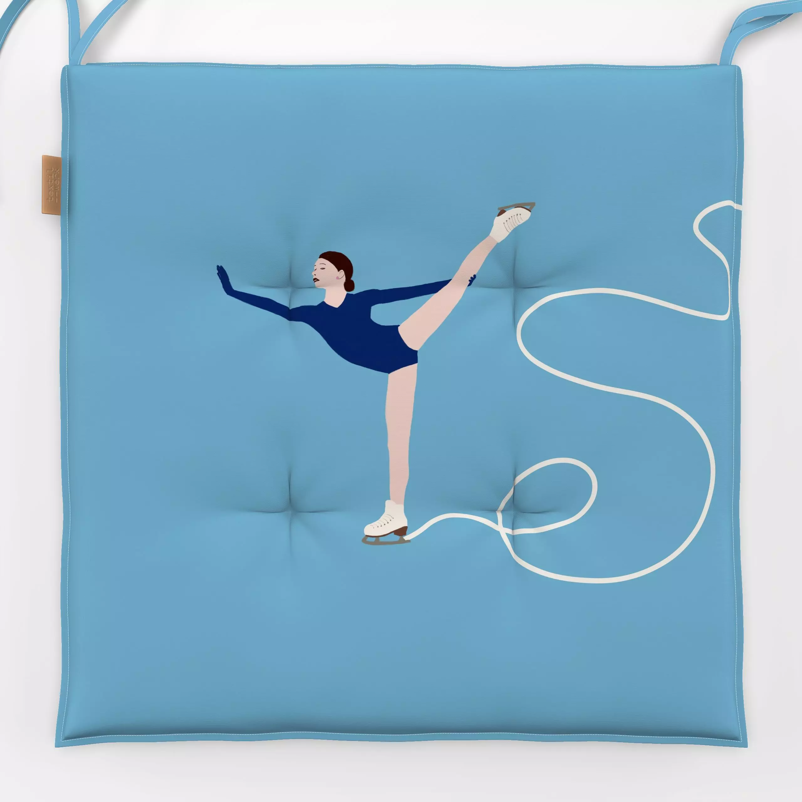 Sitzkissen Eisläuferin Blau - Sport, Winter - von „Sophie Augustin Illustration"; Winter, Schnee, Sport, schlittschuhe, Wint...