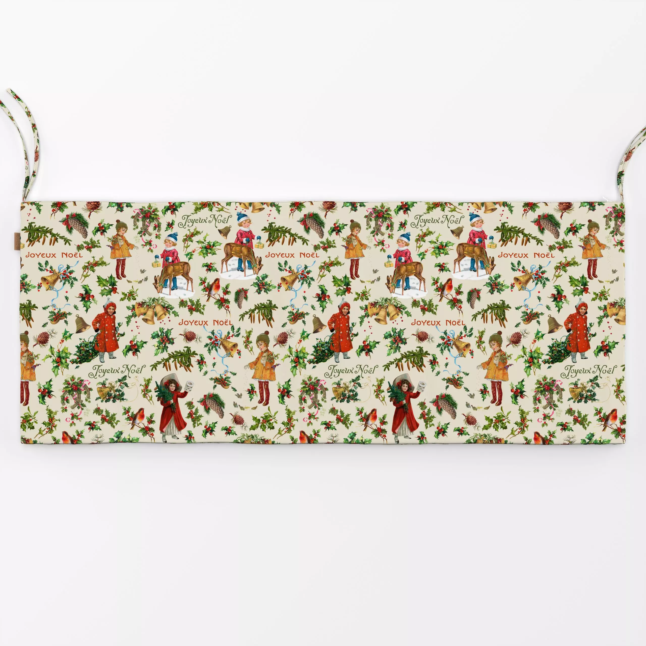 Bankauflage Joyeux Noël - Sprüche & Schriftzüge, Weihnachten, Retro & Vintage - von „Uta Naumann"; Kinder, Zweige, Tiere, we...