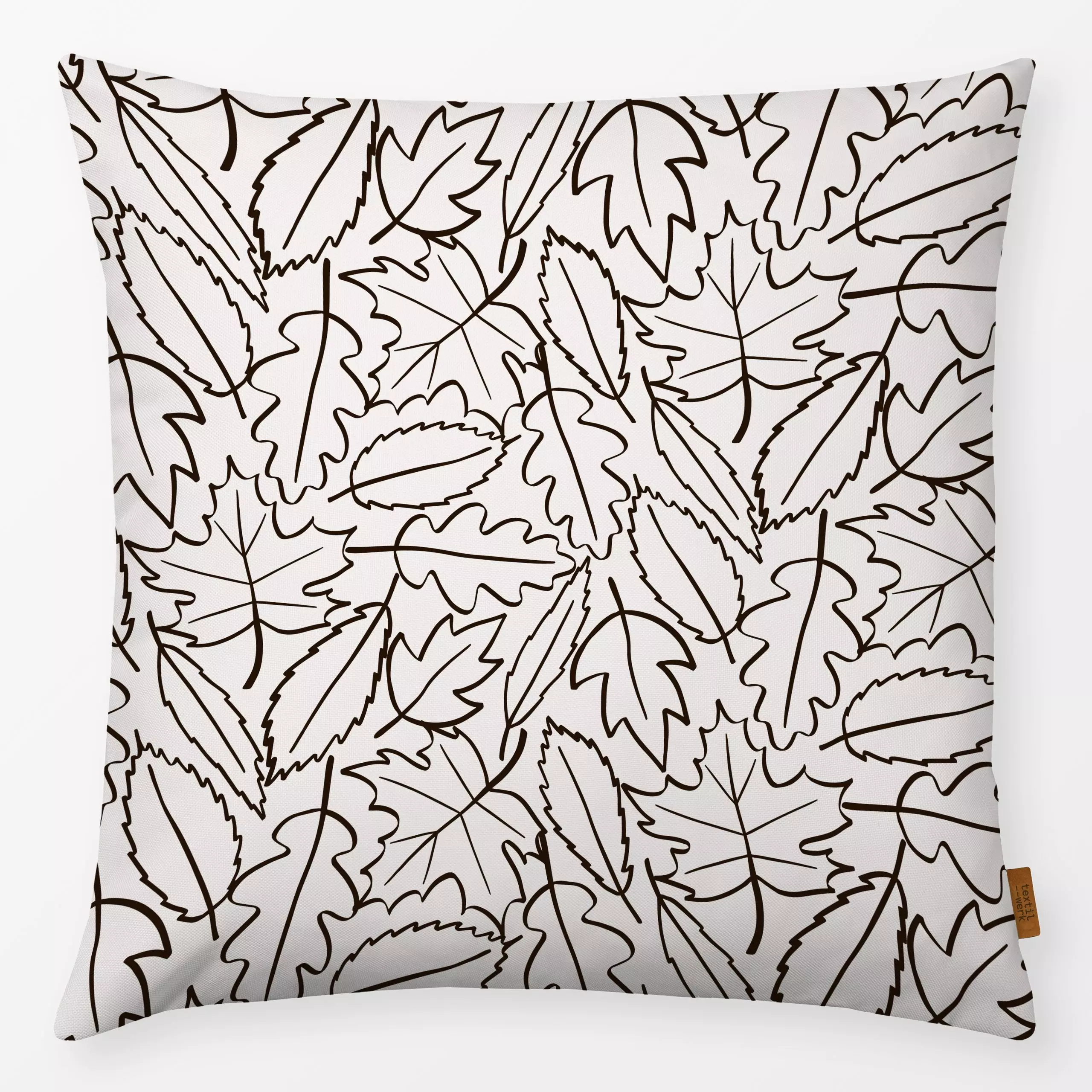 Kissen Blätter Laub beige dunkelbraun - Herbst, Pflanzen & Botanik - von „Kathrin Woo"; boho, Blätter, Laub, Herbst, Herbstd...